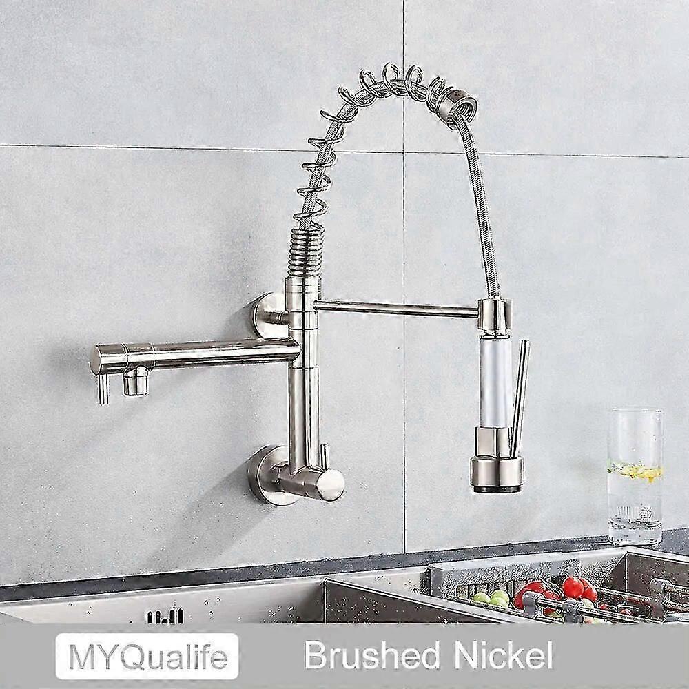 Chrome Noir Pull Down Robinet De Cuisine Simple Eau Froide Double Pivotant Bec Mitigeur Mural Robinet 360 Rotation Robinet De Salle De Bain