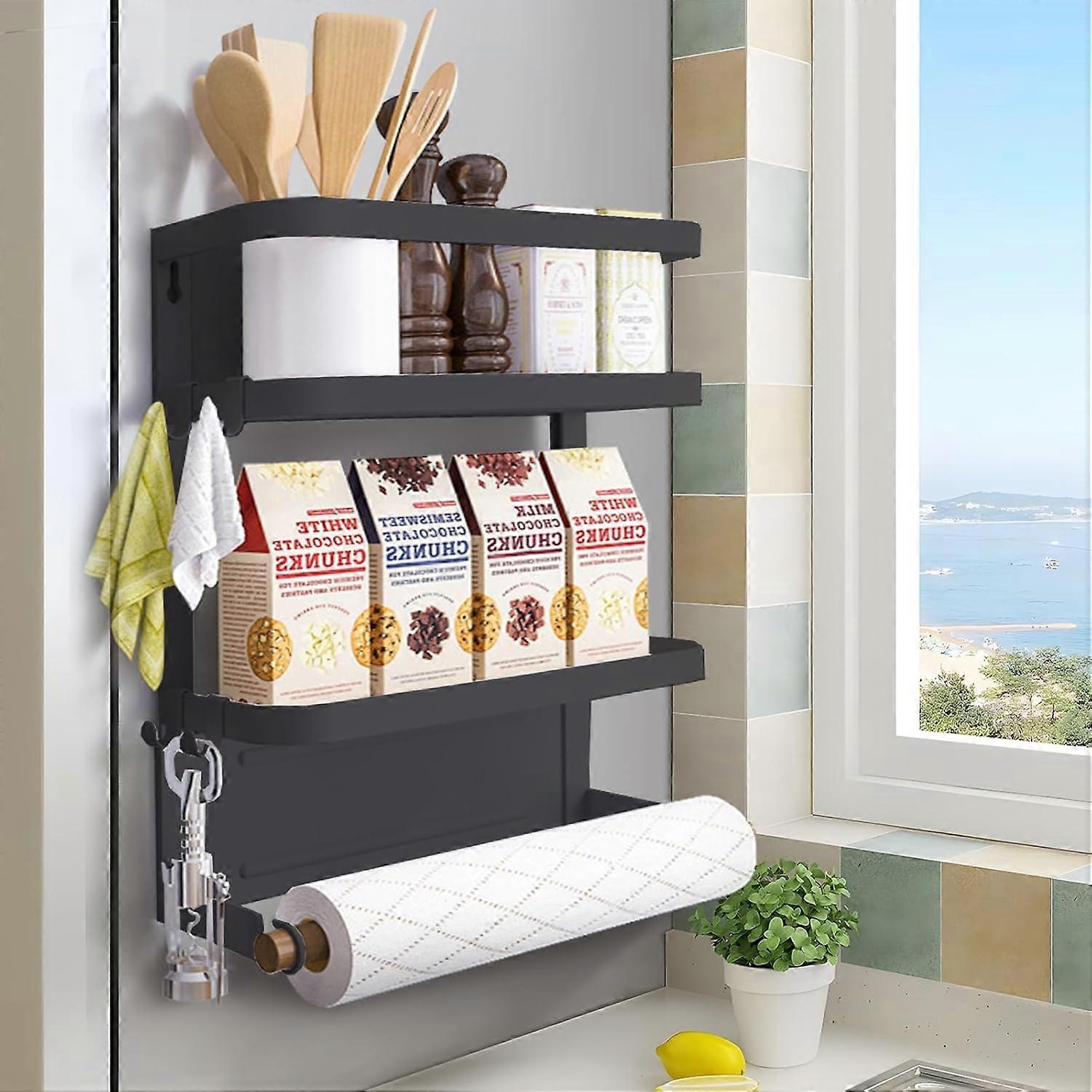 Magnetic Spice Rack for Refrigerator, Stainless Steel, 12 Jar Organizer, Easy Access Kitchen Storage Solution
