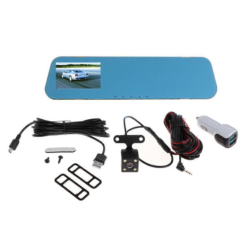 V40 Vehicle Recorder Two-lens Rear View Mirror Camera Video Dashcamera Full for