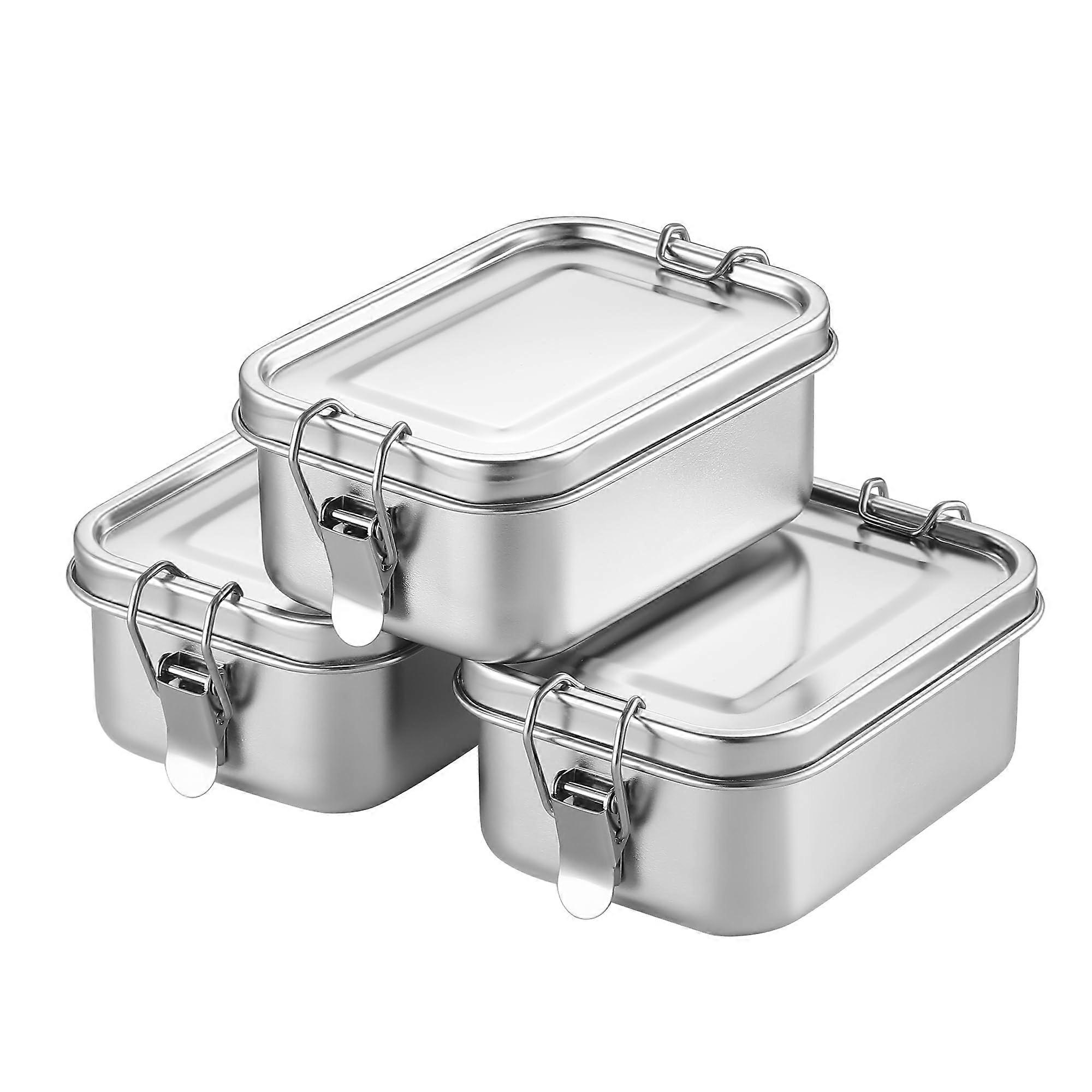 Small Stainless Steel Food Storage Containers Set - 550 ml Reusable Metal Lunch Boxes, BPA-Free, Dishwasher & Freezer Safe