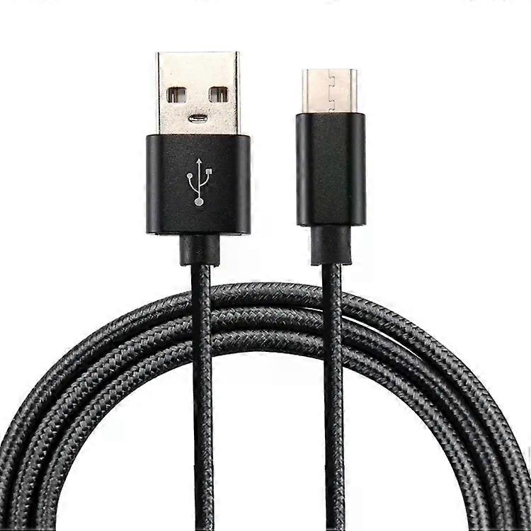 USB to USB-C Charging Cable-2m Length,3A Output,Knit Texture,Black Black