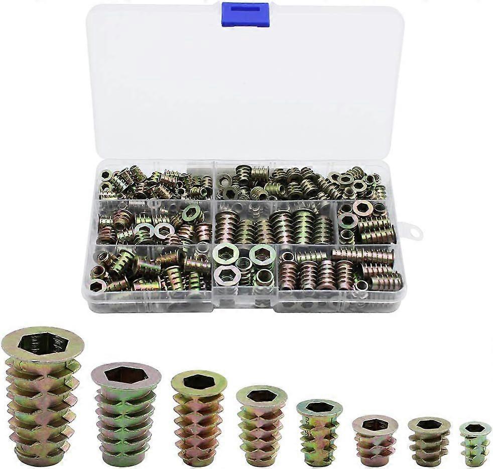 230 Pices Alliage de Zinc Insert Filet Hexagonale crous Inserts Filet Insert crous Filetage Extrieur M4 M5 M6 M8 pour Kit d'outils d'crou pour Meubles