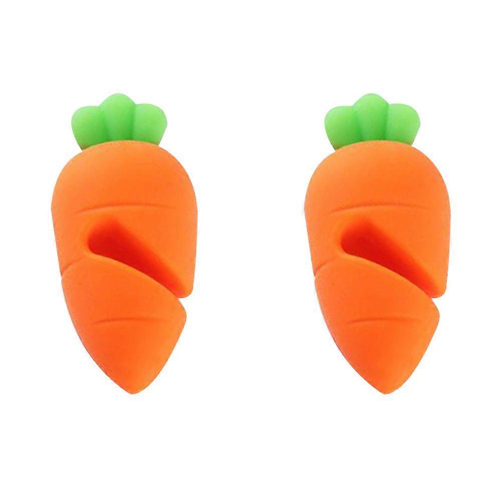 2pcs Silicone Carrot Design Spill-proof Pot Lid Rack Creative Overflow Stoppers Pot Cover Lifter for Kitchen