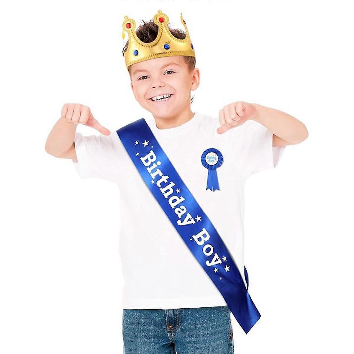 3kpl syntymäpäivä kuninkaan kruunu- ja nauhasetti pojille