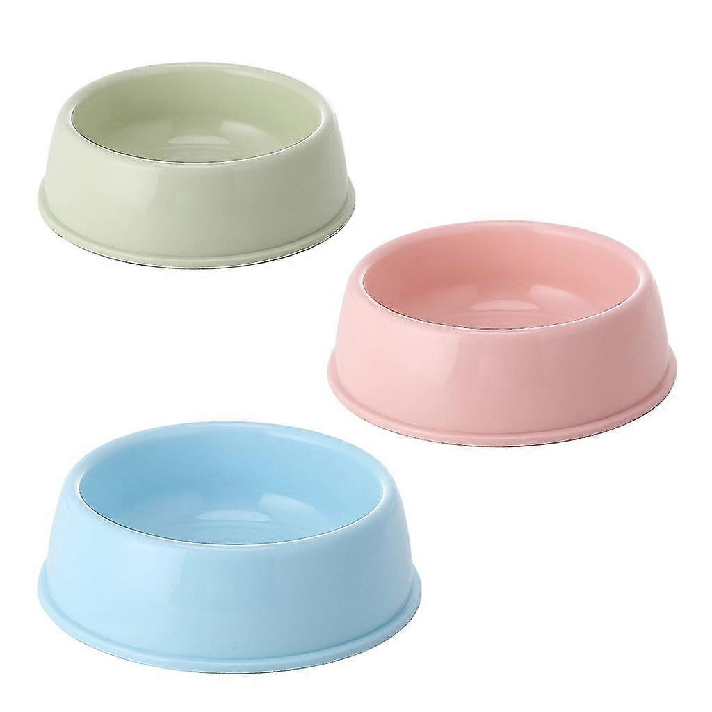 Pet Food Dishes 3 Color Set Round Dish High Qaulity Plastic 3 Color Set Durable