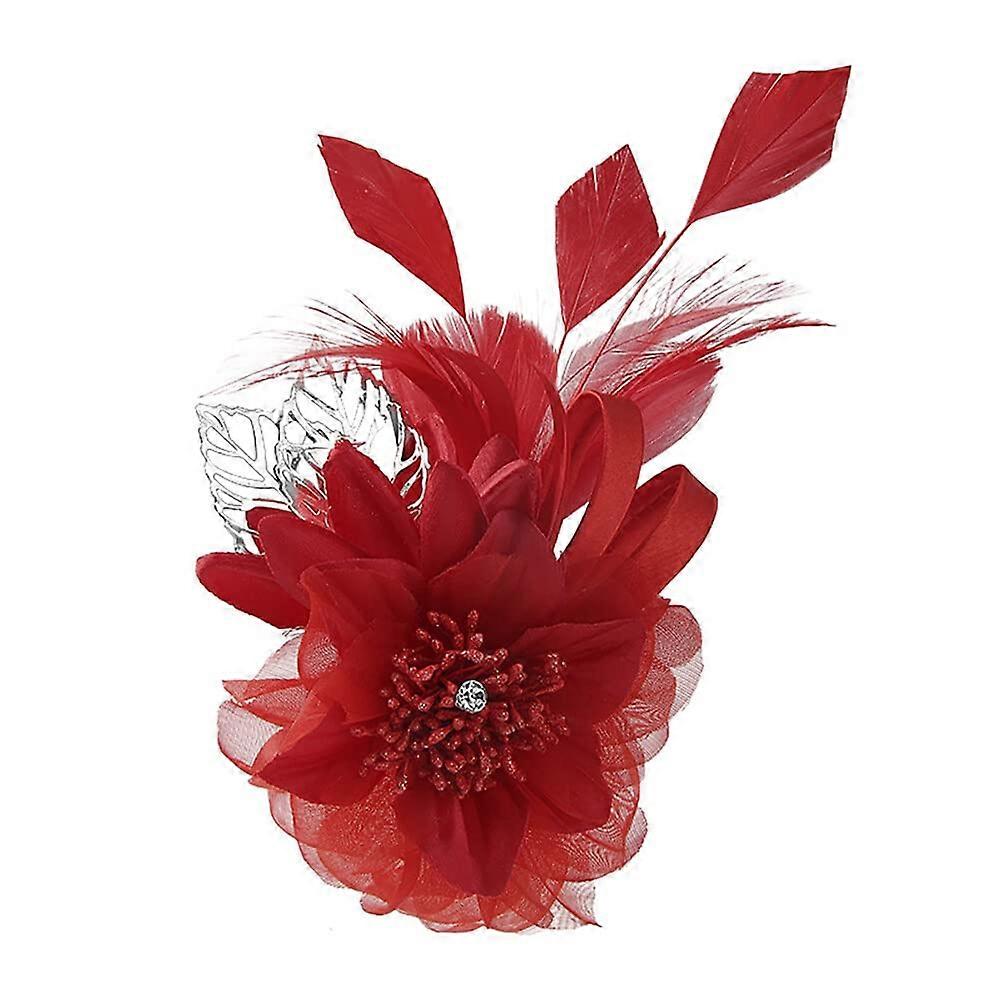 Feather Brooch for Women Flower Corset Hair Clip Derby Hat Accessory for Cocktail Parties and Special Events