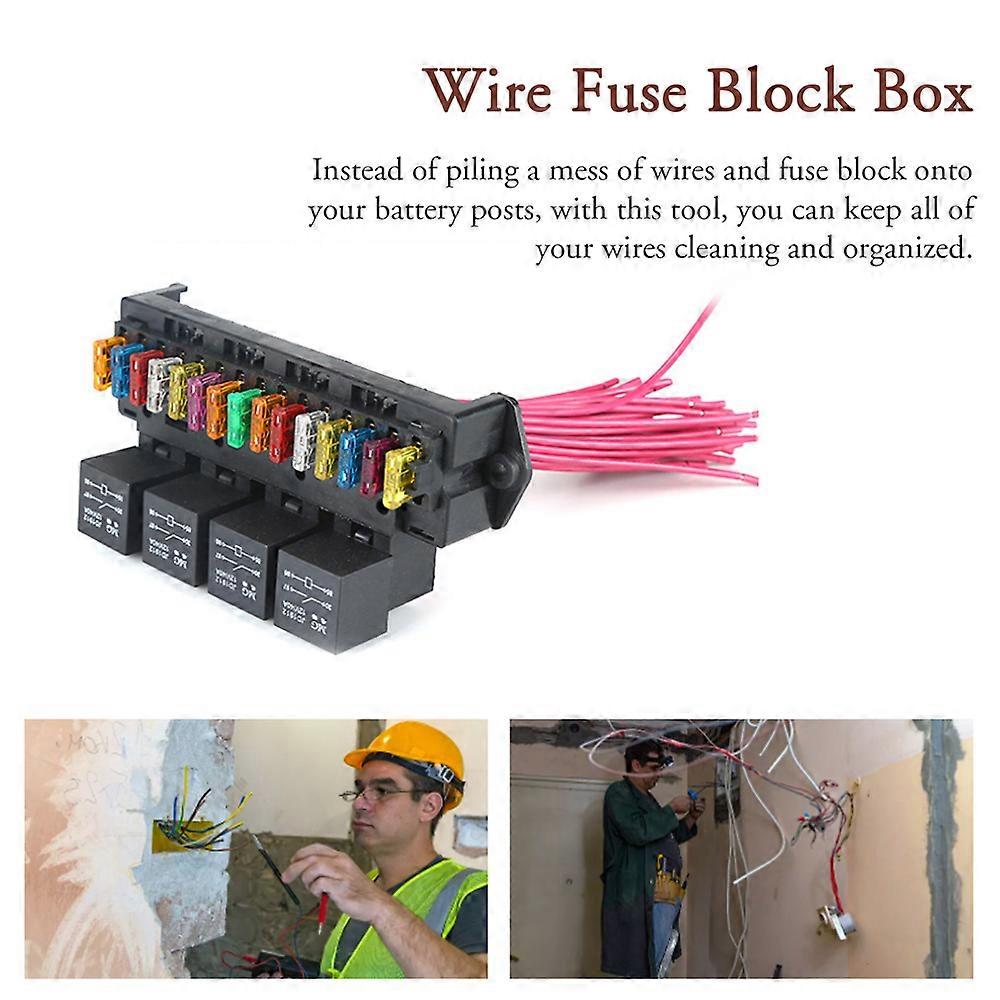 12 V Car Box 15-way Wire Block Box Multi-circuit Control Box Car Wire Holder with Relay