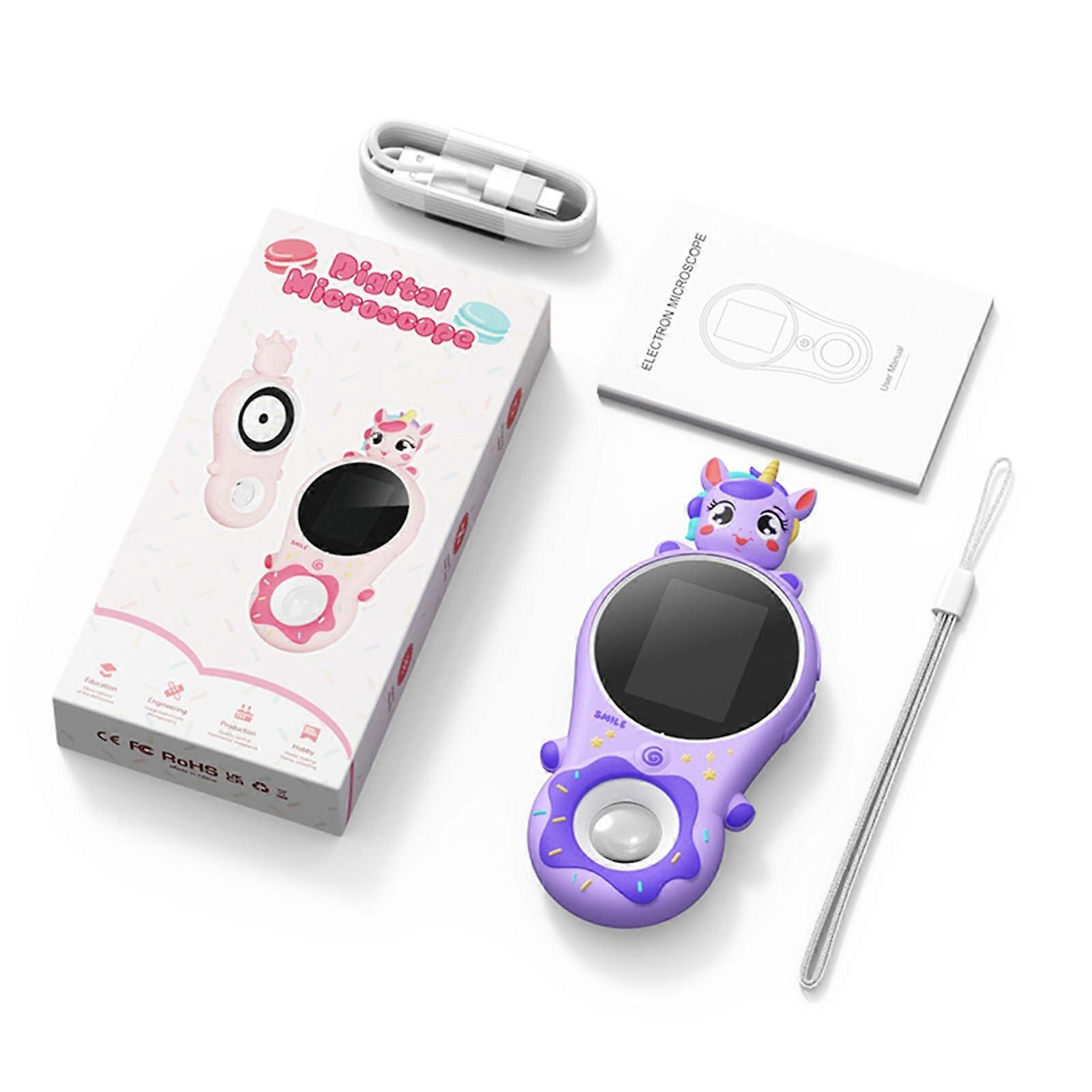 Portable Macro Microscope 28x to 500x Handheld Digital Microscope 2 Inch IPS LCD 1080P USB Camera with 8 LED Lights for Kids