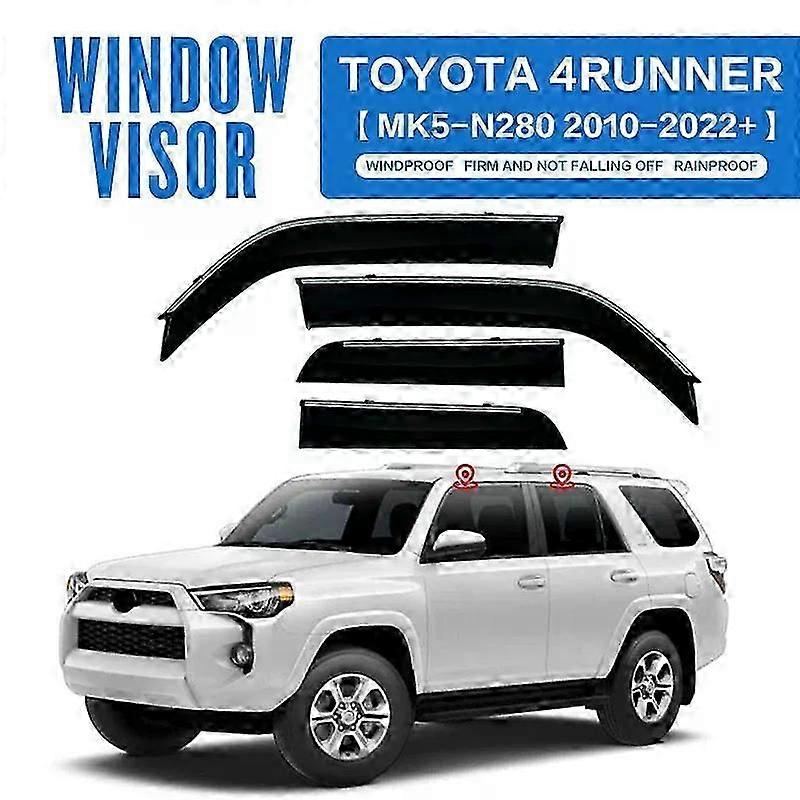 Ισχύει για Toyota 4runner Mk5 N280 2010-2022+παράθυρο γείσο βροχής ή λάμψης πλευρικό παράθυρο εκτροπέα αποχρώσεις γείσο Ventvisor Strip