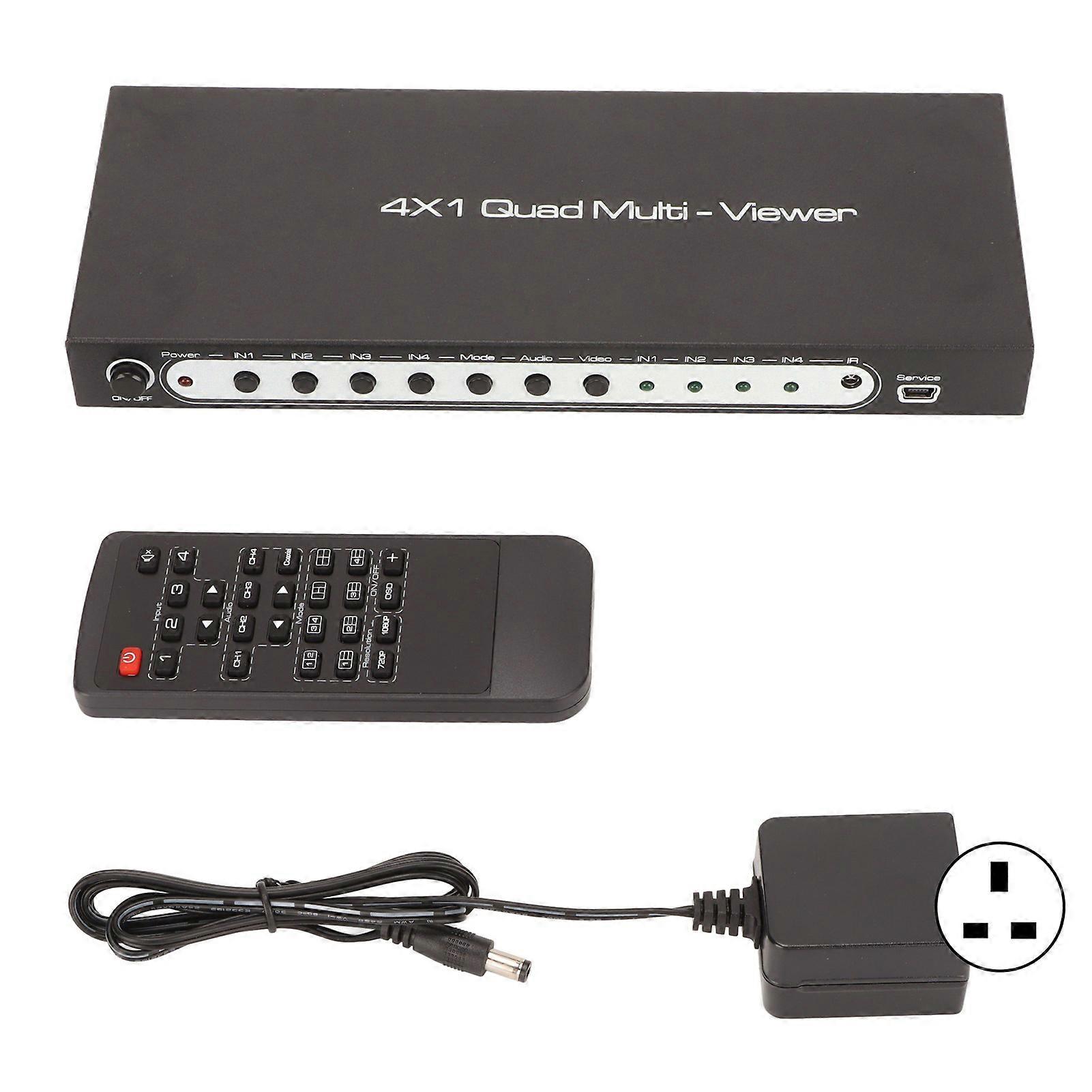 HD Multimedia Interface 4x1 Quad Multi Viewer 4 in 1 Out HD Multimedia Interface Switcher 100‑240V