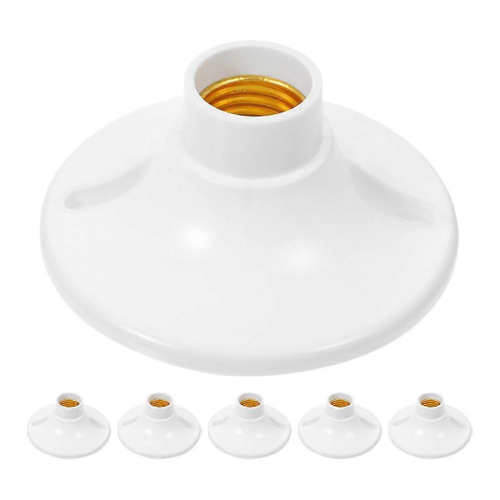 6PCS E27 Bakelite Lamp Socket Flat Screw Base Safe Threaded Wall Light Holder E27 Round Plastic Base Replacement for Home Renovation