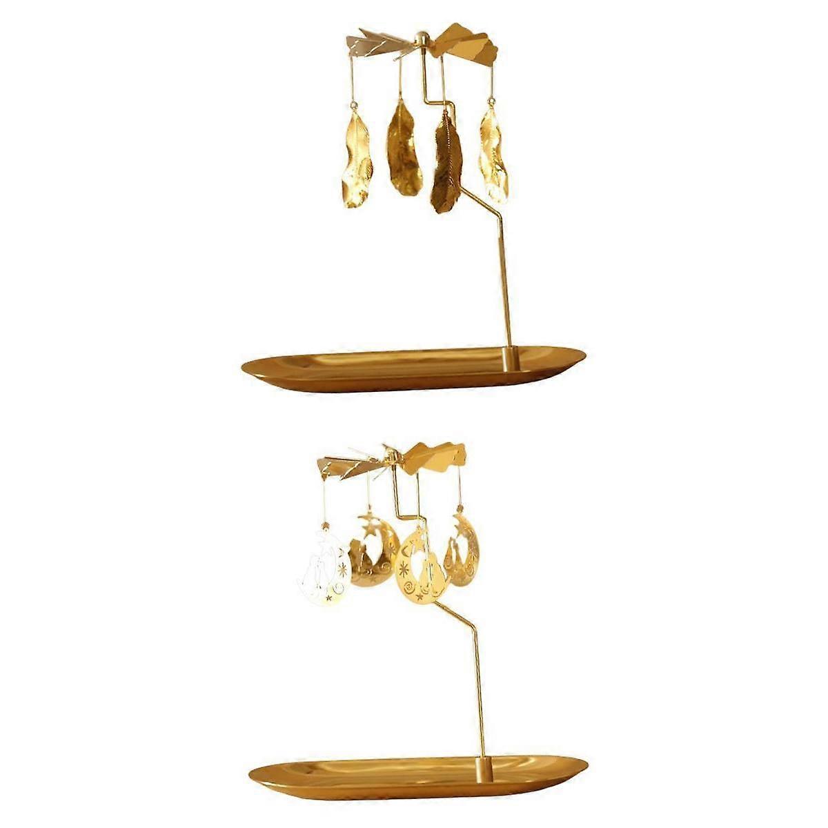 2x Candle Holder Rotating Storage Plate Candlestick Christmas Decor