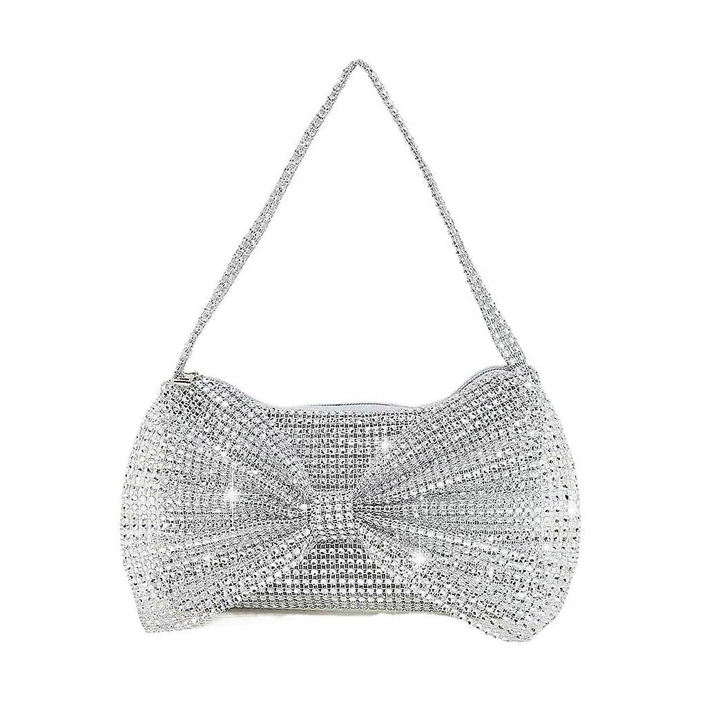 Women Bow Evening Clutch Purse with Sparkling Rhinestones, Elegant Design for Formal Events and Daily Use