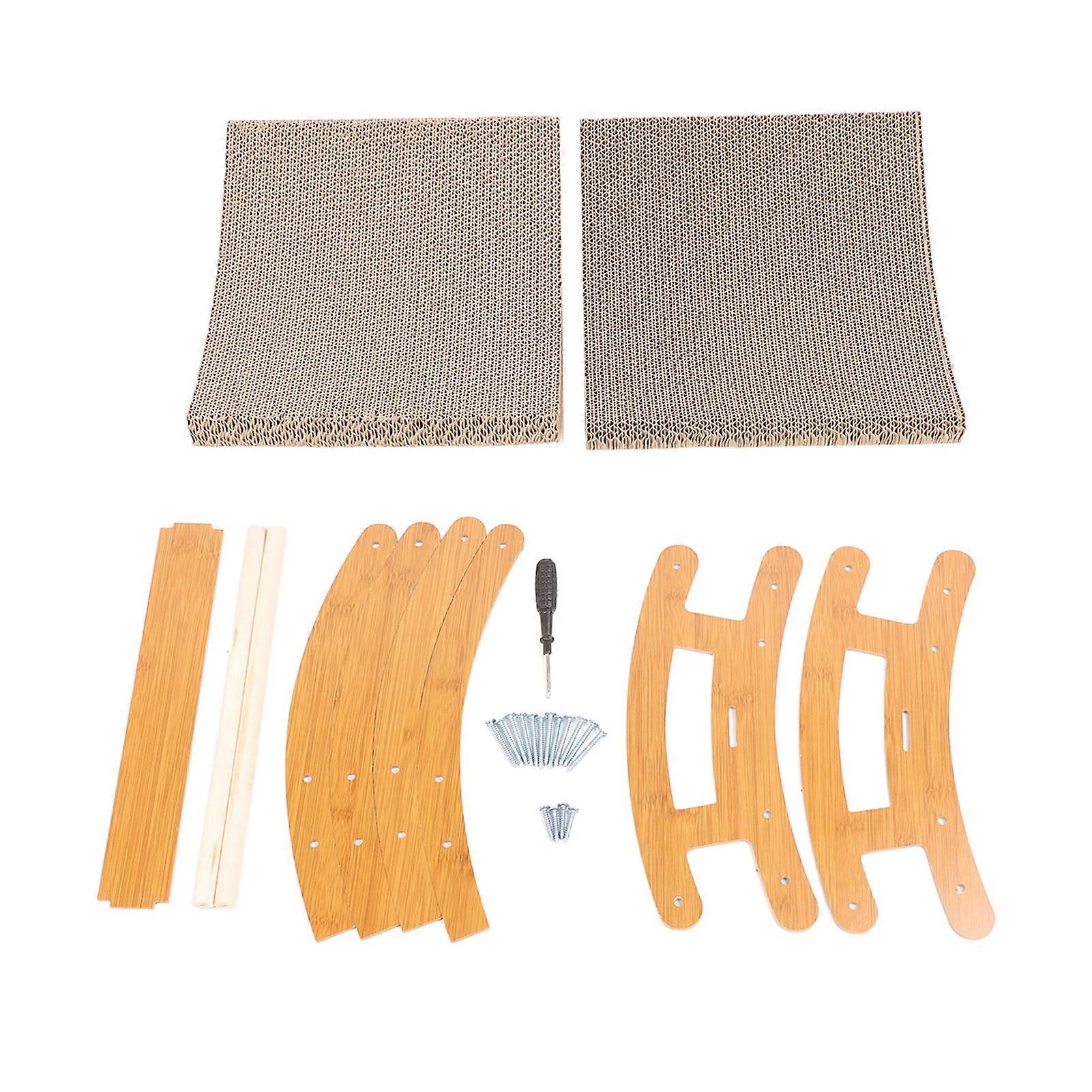 2 in 1 Cat Scratching Board, Ergonomic Curved Wear-Resistant Rocking Chair Cat House for Small Medium Large Cats.