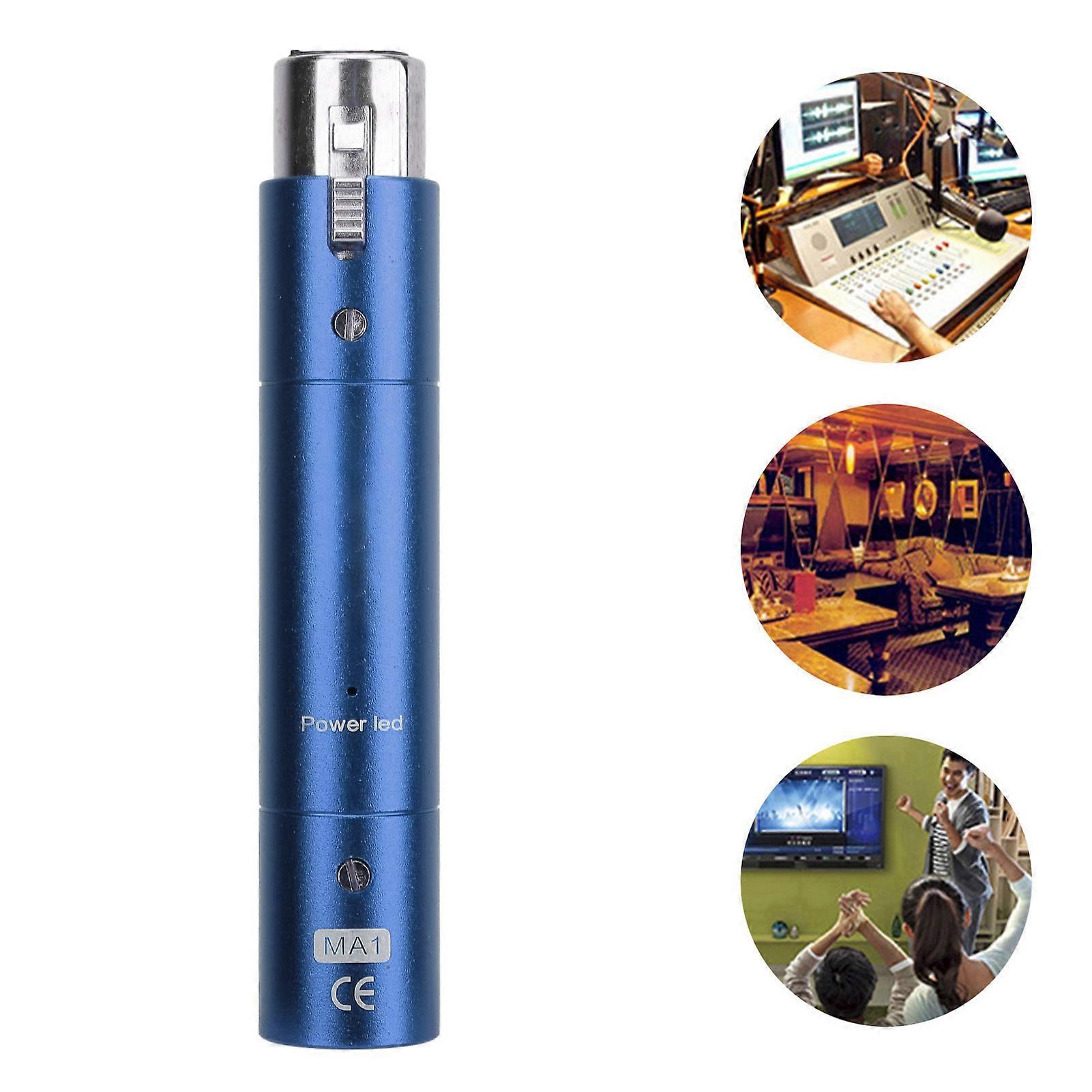 Inline Microphone Preamp Lossless Amplification Dynamic Active Inline Mic Booster Preamplifier with 28dB Gain for Broadcasting Live Streaming Blue 