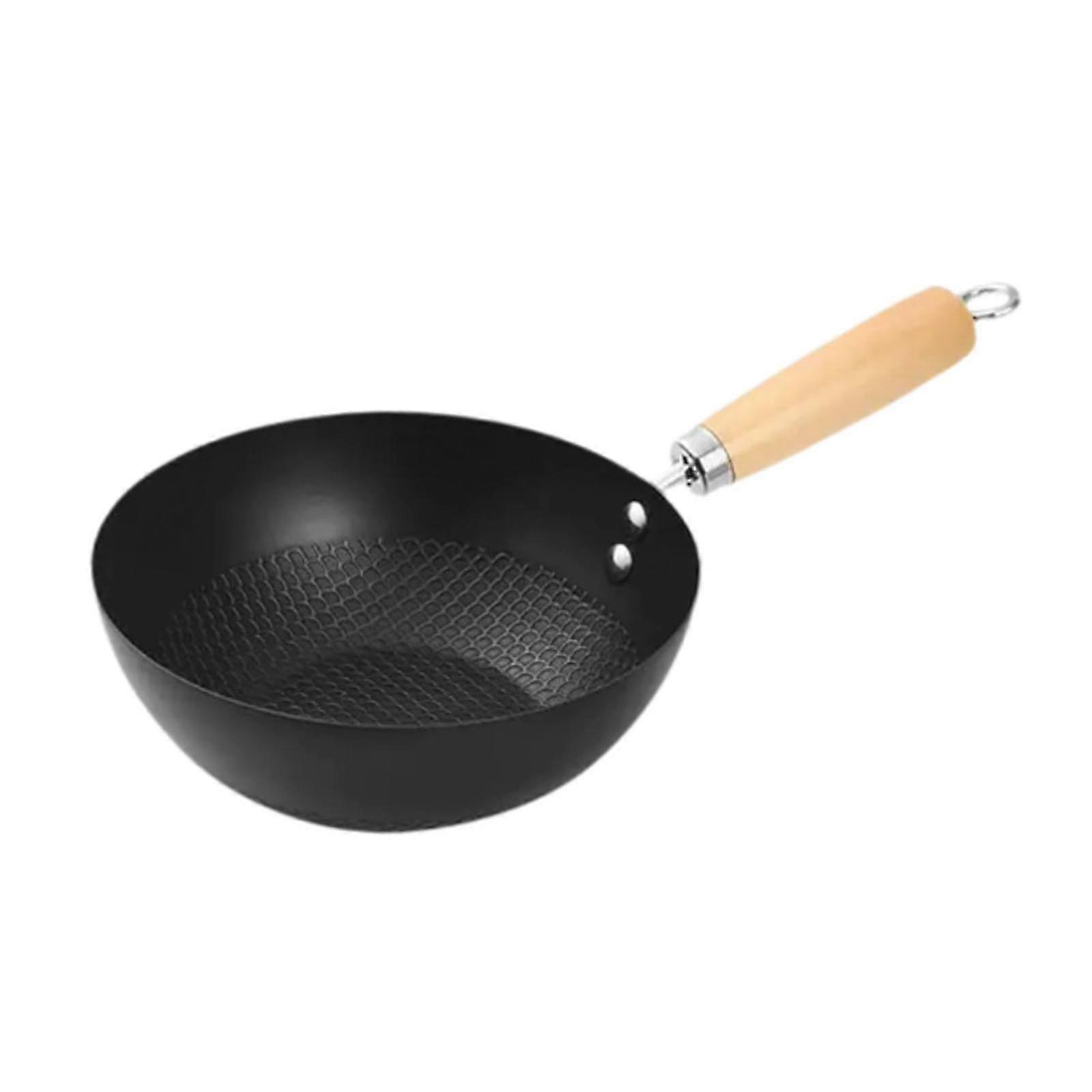 20cm Cooking Wok - Non-Coated Iron Frying Pan for Boiling and Sautéing, Suitable for General Use