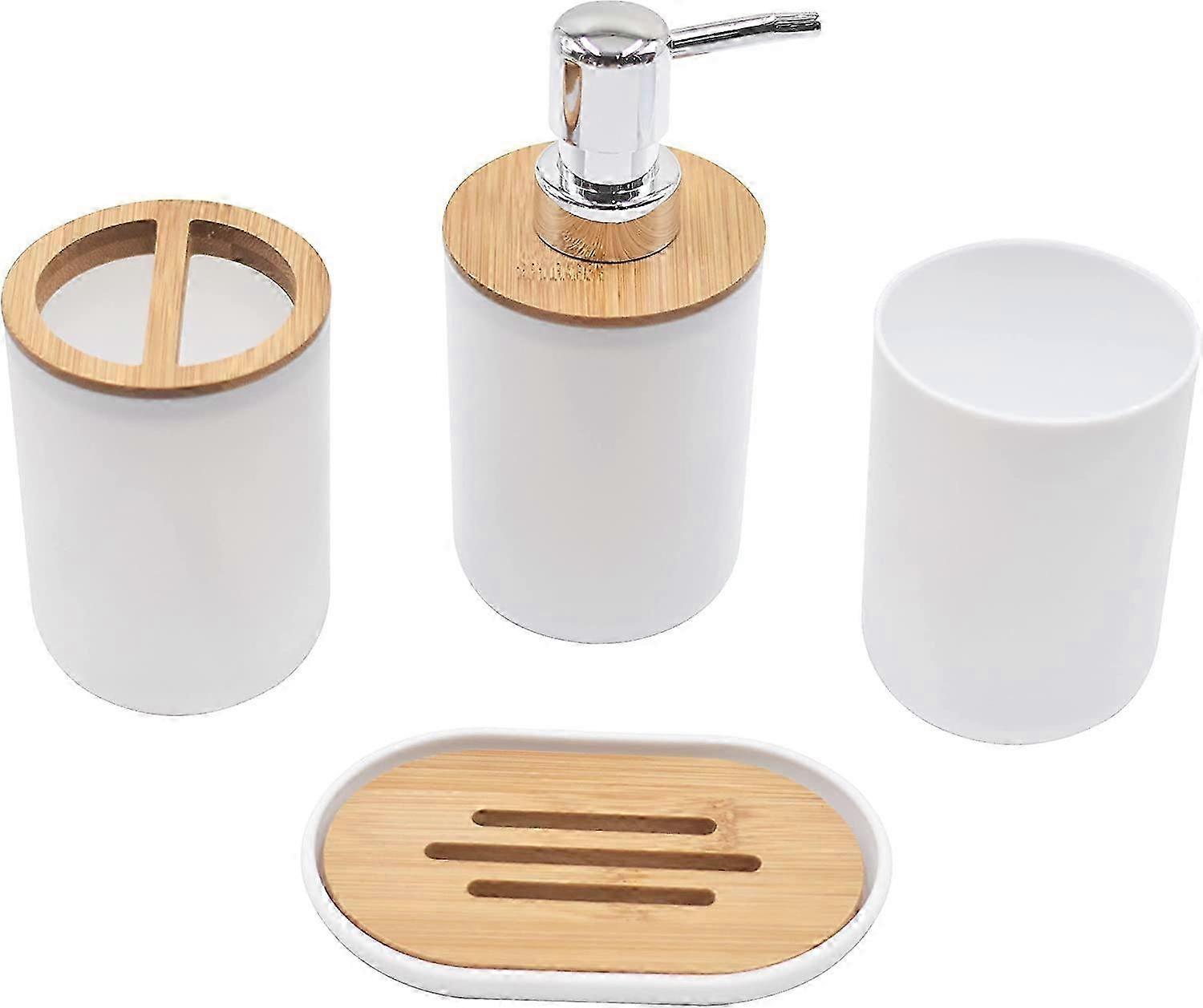 Nordic Bambu 4'lü Banyo Dolabı Seti (Beyaz)