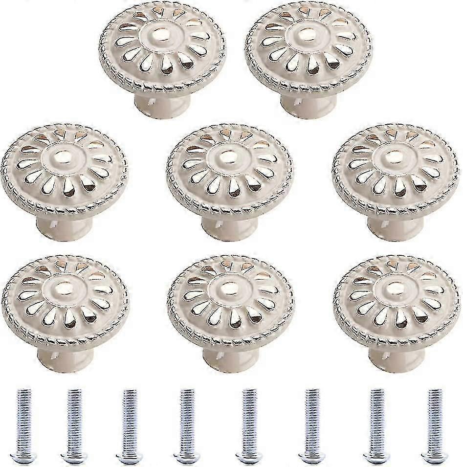 8pcs White Round Cabinet Knobs for Drawer & Door - Kitchen Handle