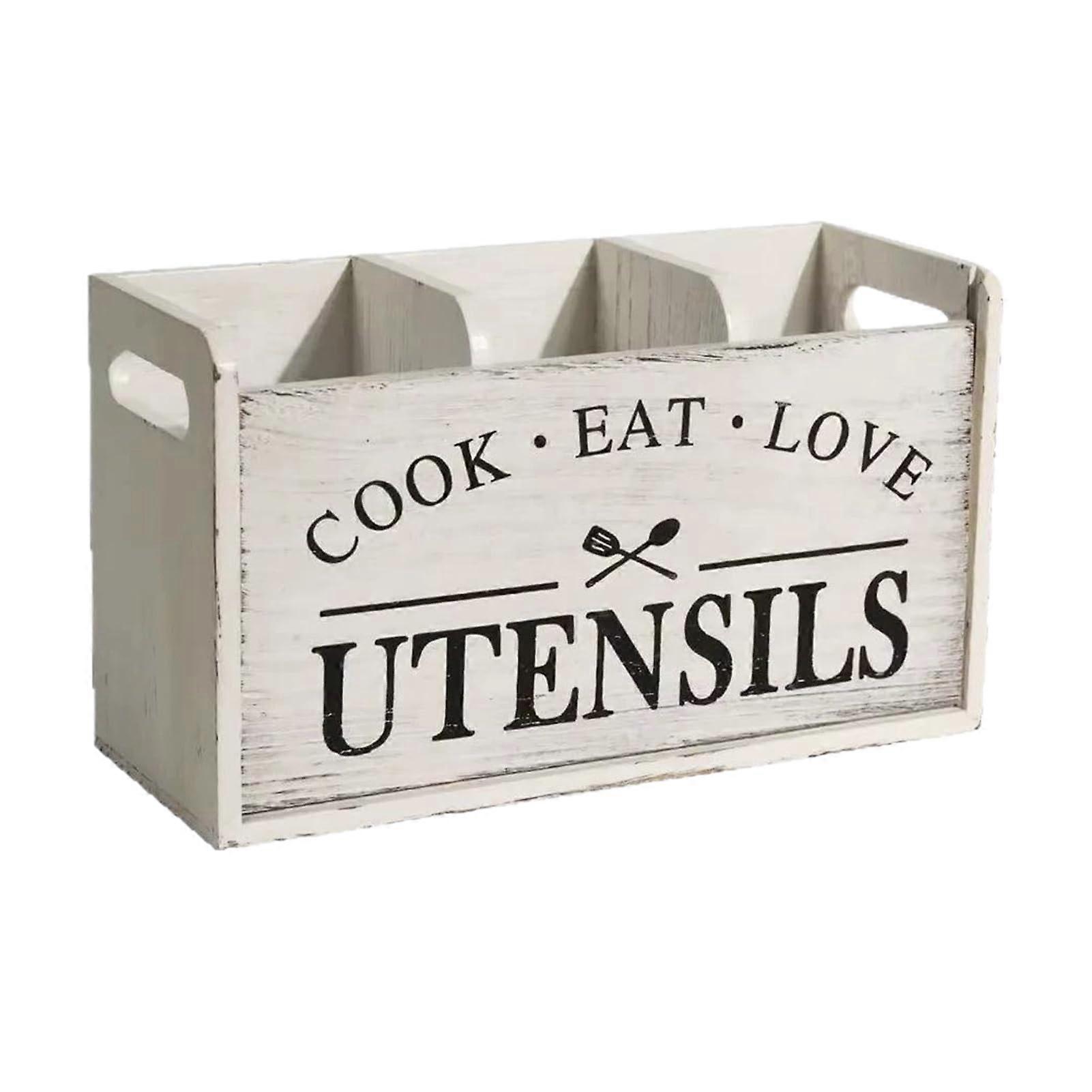 Kitchen Utensil Organizer with Drainage, Wooden Utensil Holder for Tables, Style 1, Durable Design