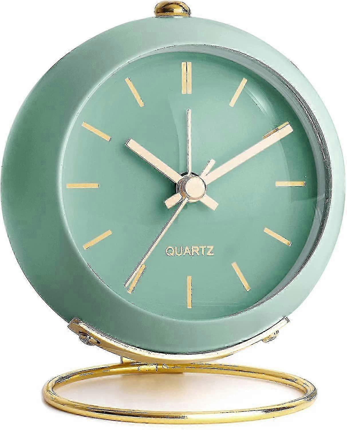 Battery Operated Desk Alarm Clocks With Light,retro Silent No Ticking Analog Small Clock,loud Vintage Table Alarm Clocks For Bedside (green)