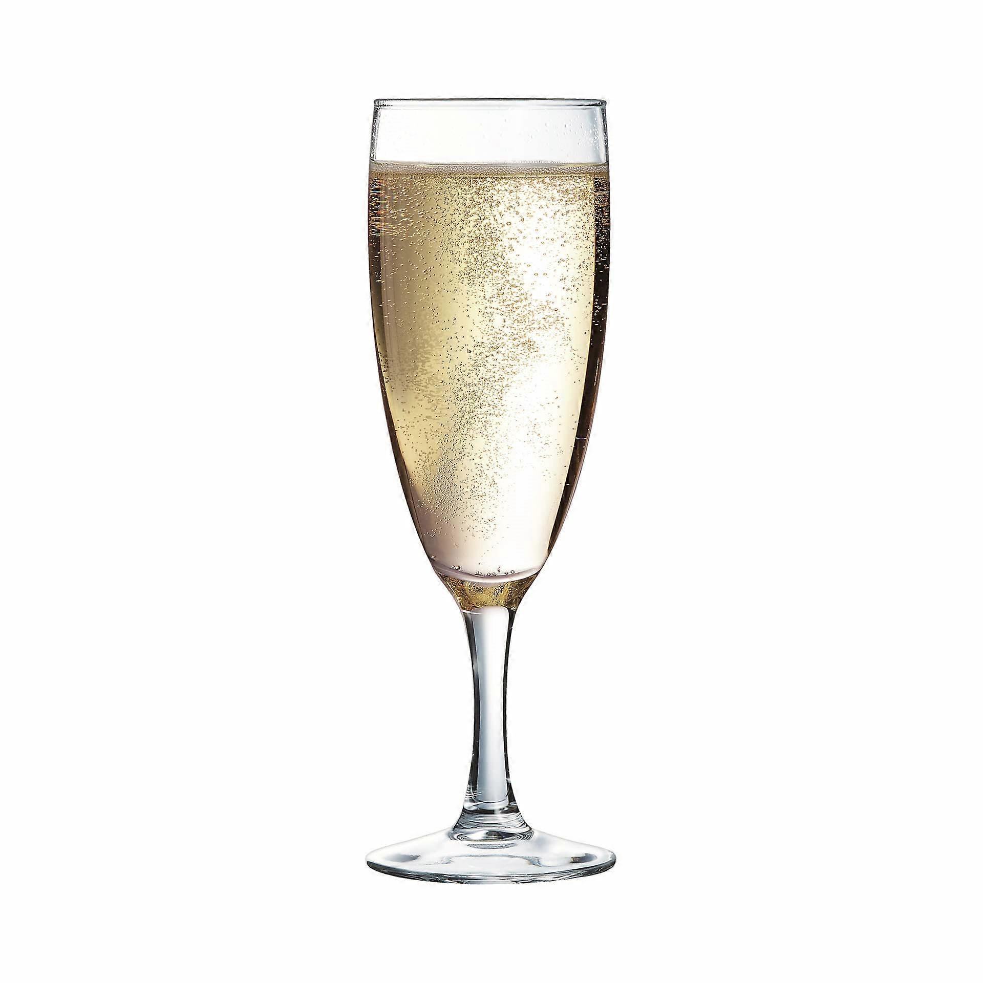 Elegance Collection 6 x 17cl Glass Champagne Flutes Professional Use Reinforced Packaging Suitable for Online