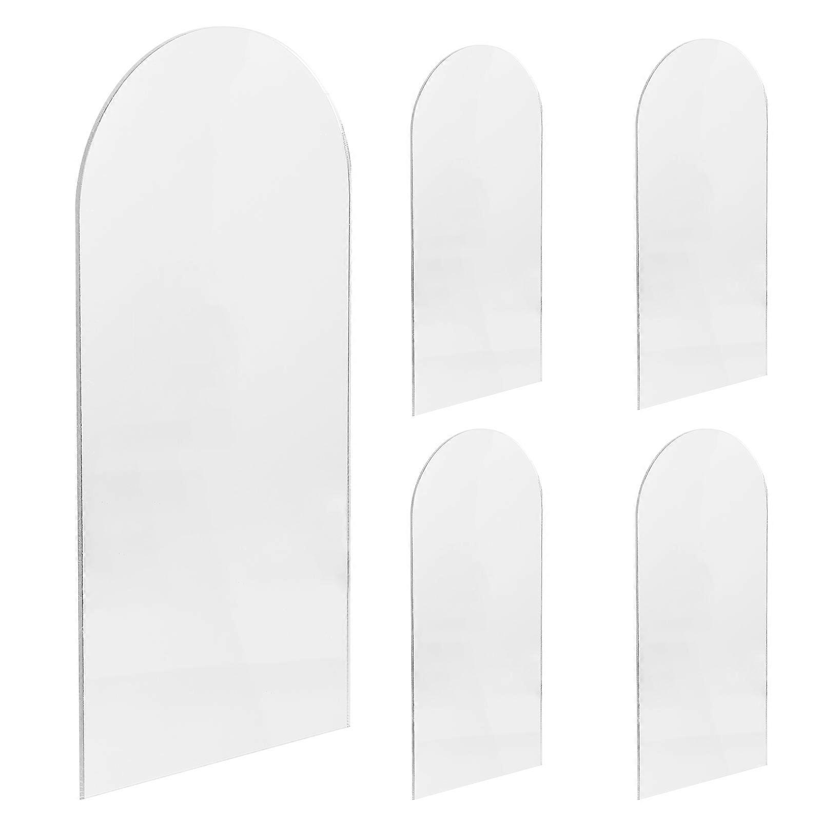 Plastic Mirror Sheet Irregular Shaped Mirror For Diy Projects Silver 20x10cm Makeup Assistance 5Pcs