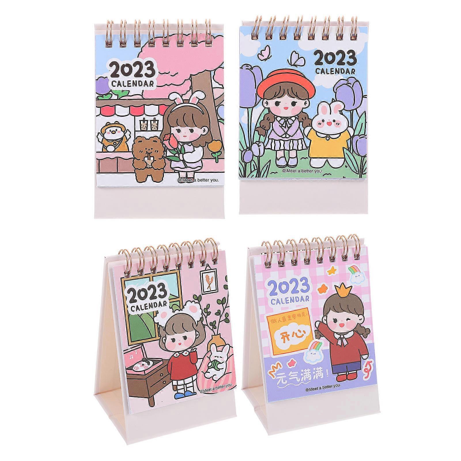Desk Calendar Date Tracking Students Professionals Households 14.5X8CM 4Pcs