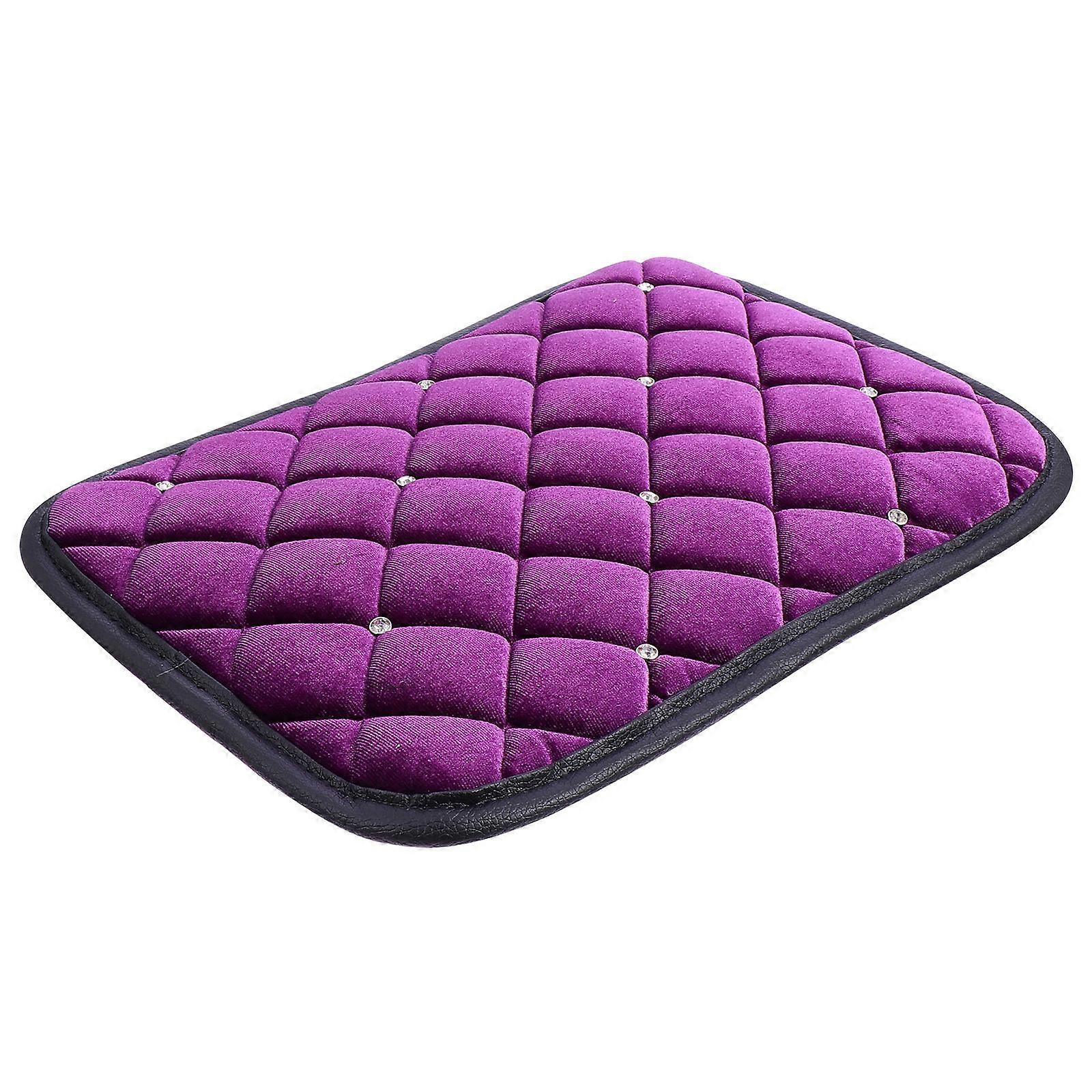 Vehicle Armrest Cushions Plush Material Car Interior Upgrade Purple Color 31.5X24X0.5CM 1Pack