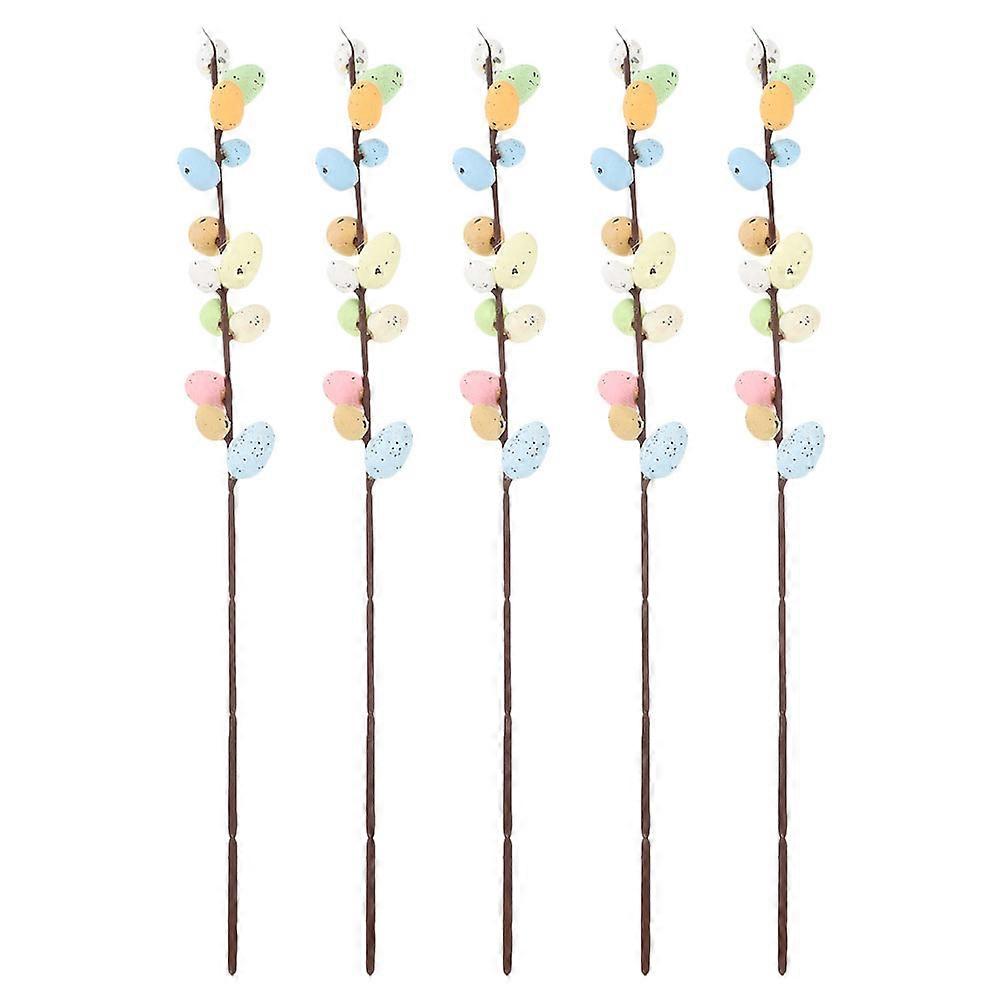 Easter Egg Stems Easter Egg Twig Branches Easter Birthday Party Assorted Color 45.00X6.00X6.00CM DIY Supplies 5Pcs