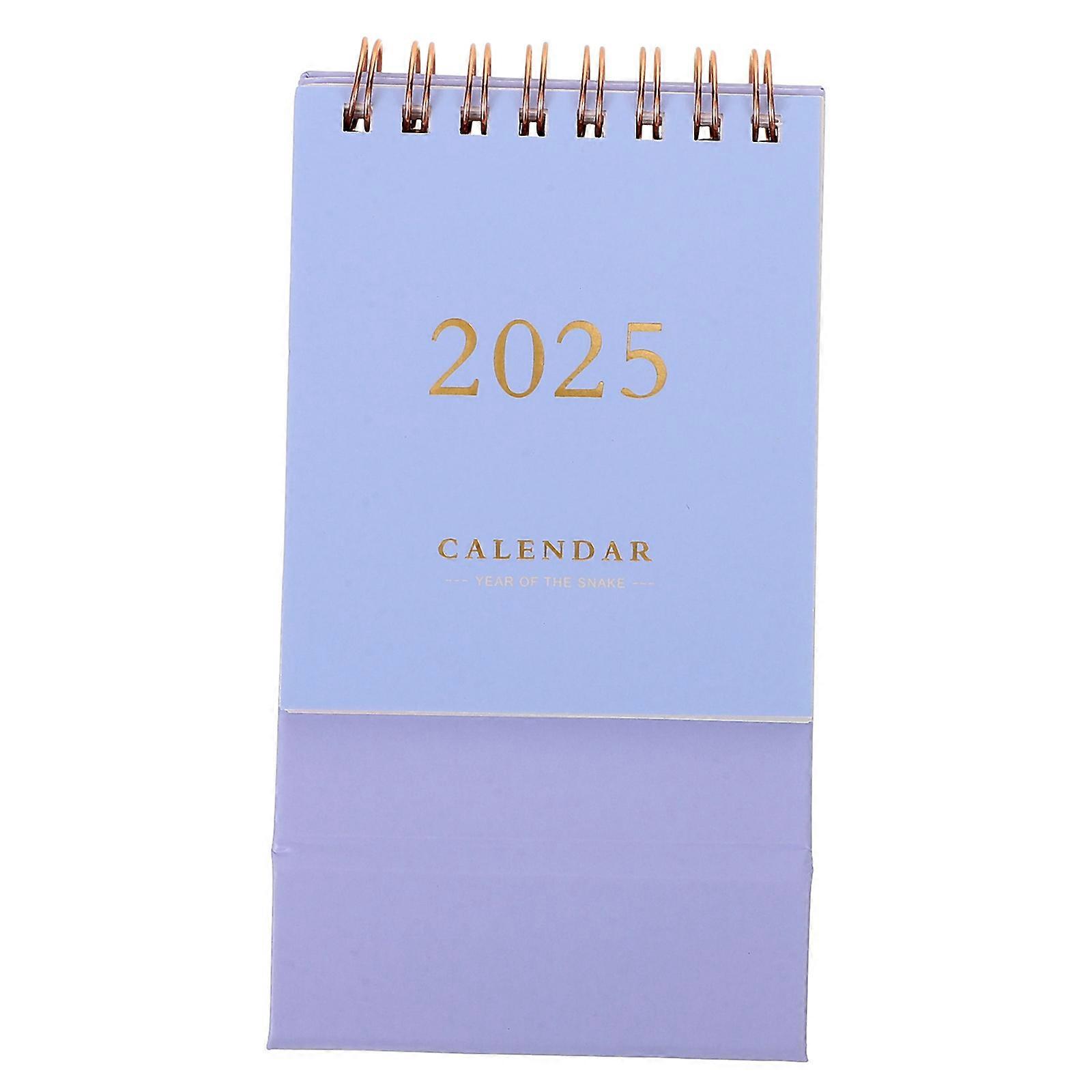 Mini Desk Calendar Thick Stand Monthly Table Calendar For Office Desktop Coil Binding Easy Flip Compact Blue Purple Design For Daily Schedule