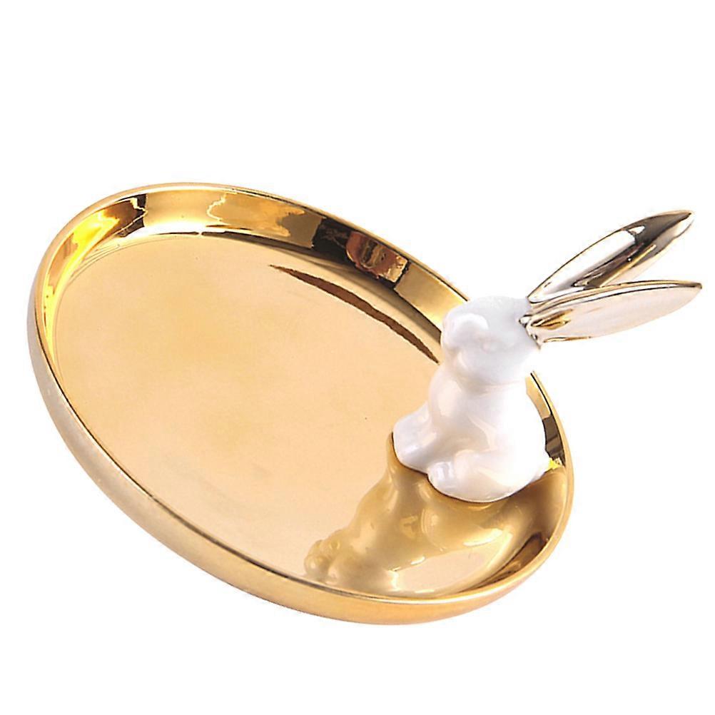 Decorative Tray Ceramic Material Gold Plating For Women Home Owners 14x13.5cm 1Pack
