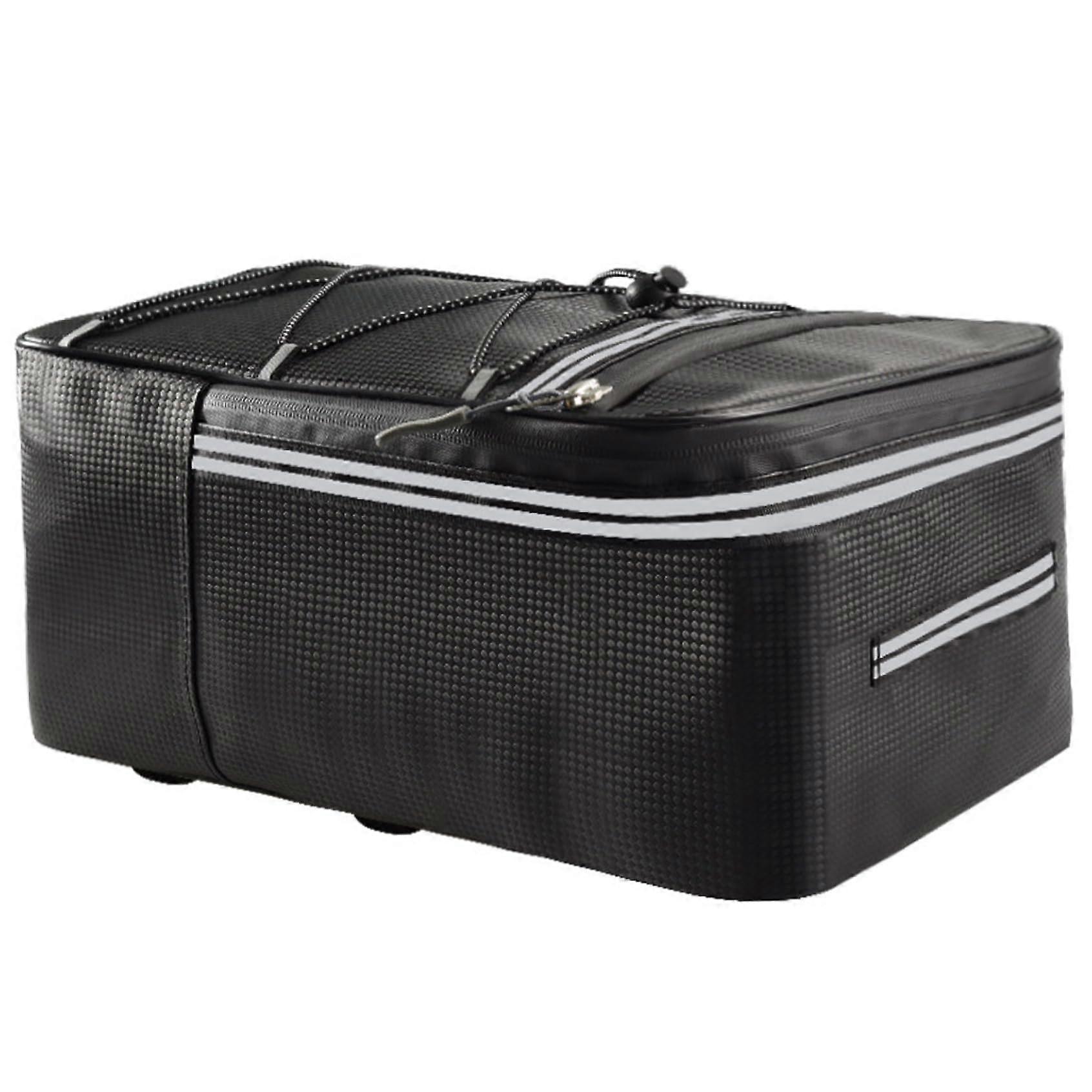Bike Pannier 13x8x7 Inch Waterproof PU Leather Rear Bag with Elastic Tie and Reflective Zippers