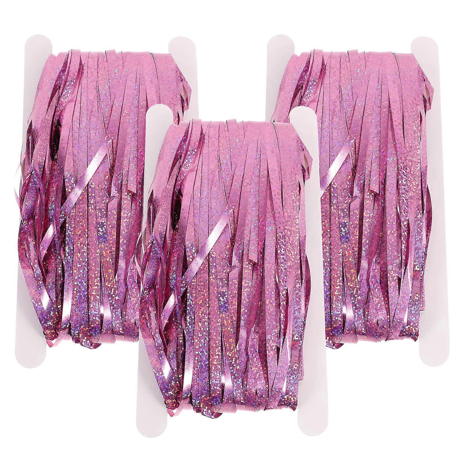 Birthday Backdrop for Photoshoot Fringe Curtain Backdrop Decorative Pink 200.00X100.00X0.10cm Rectangle Bright Color Door Curtain Tassel 3Set