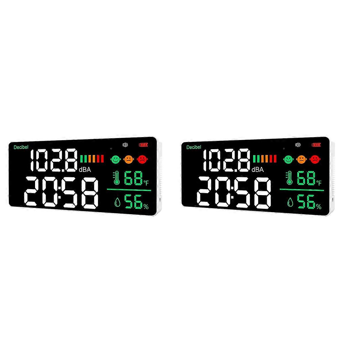 2X Decibel Meter Wall Hanging Sound Level Meter 30-130DB Range 8.6 Inch Large LED Display Noise Time