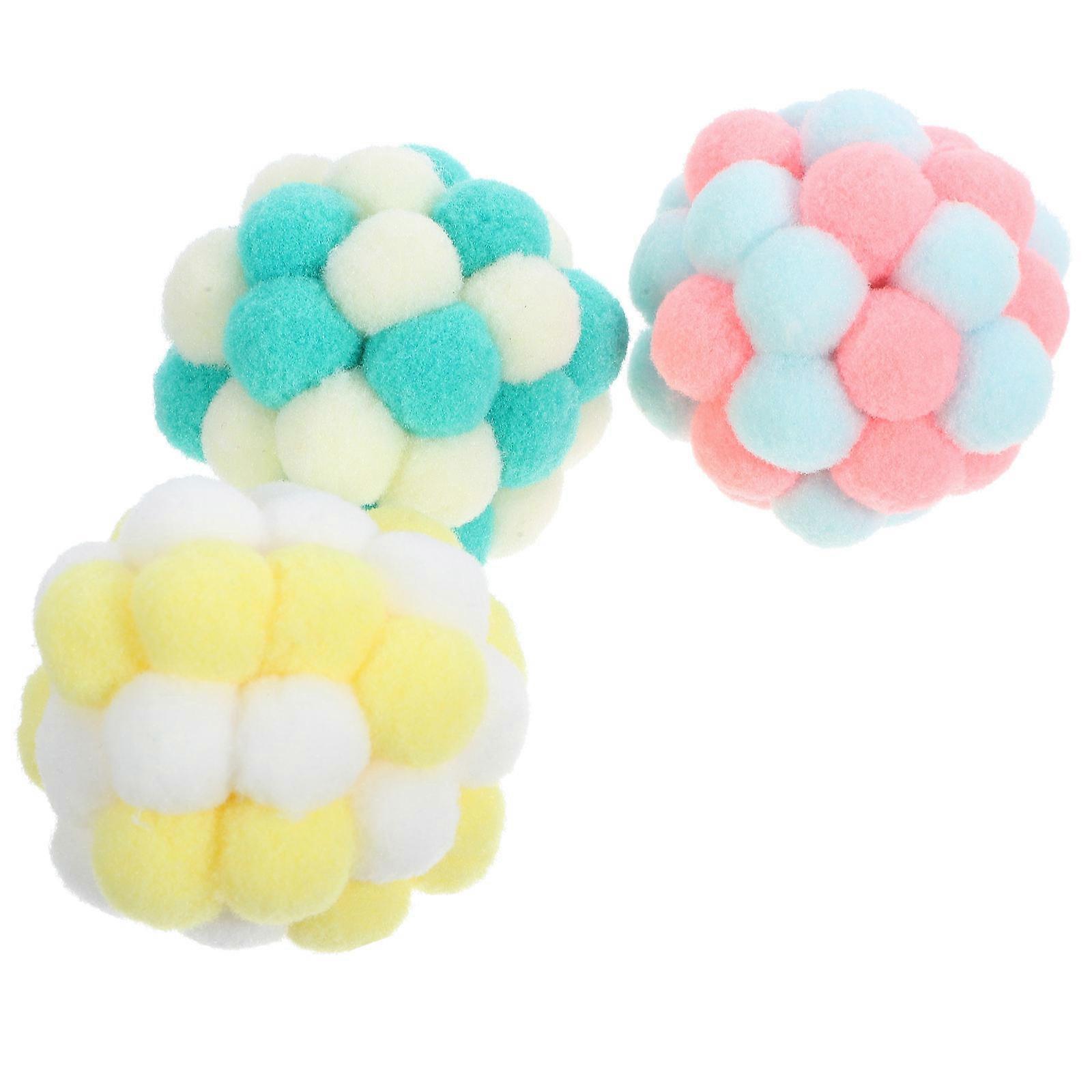 Cat Toy Fuzzy Interactive Ball Toys Colorful Balls for Indoor Play Cat Owners 3Pcs