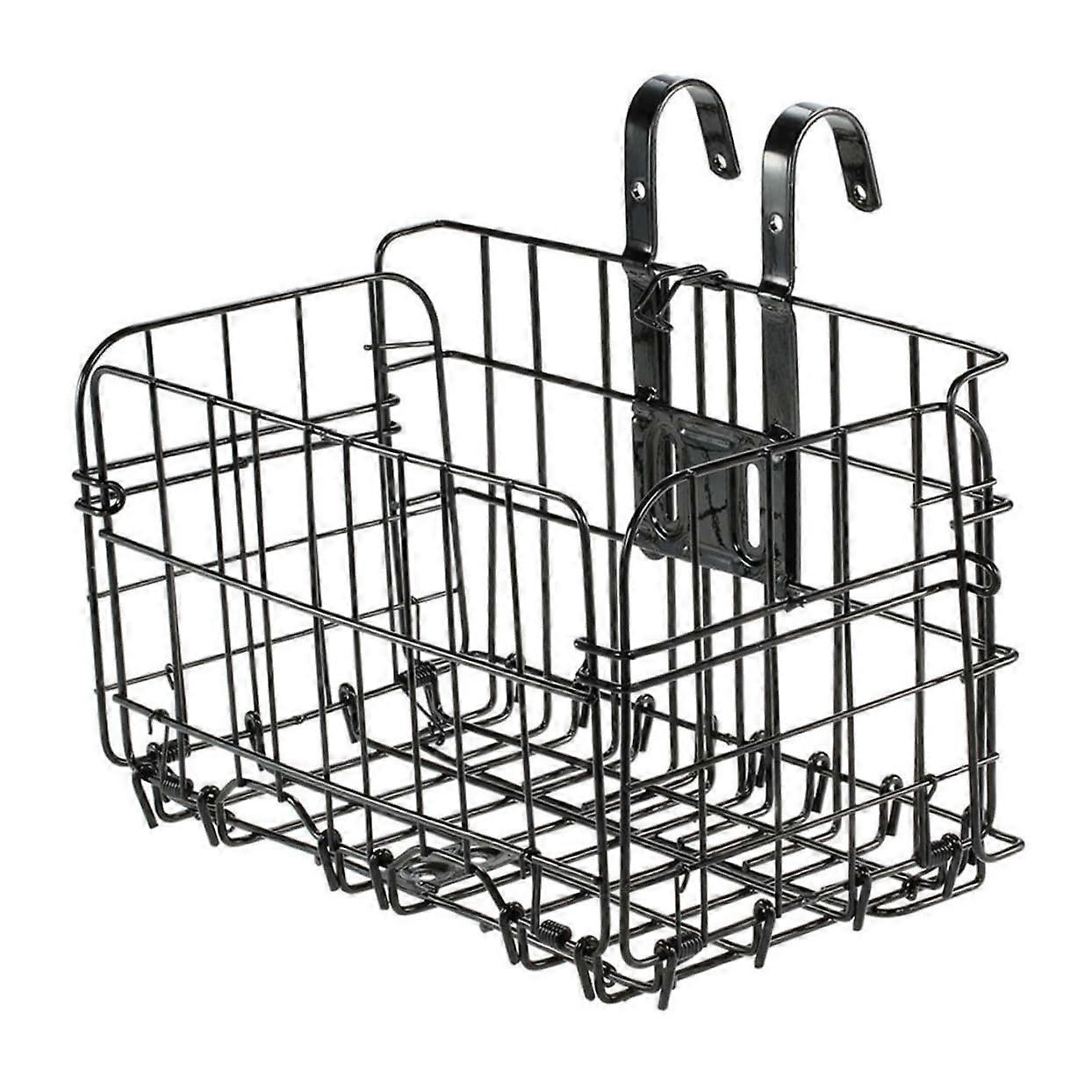 Fahrradkorb Vorderer Korb Groß Metall Schwarz für Fahrrad Gepäckträger und Lenkerkorb, Vorne Befestigung, Radmetallkorb