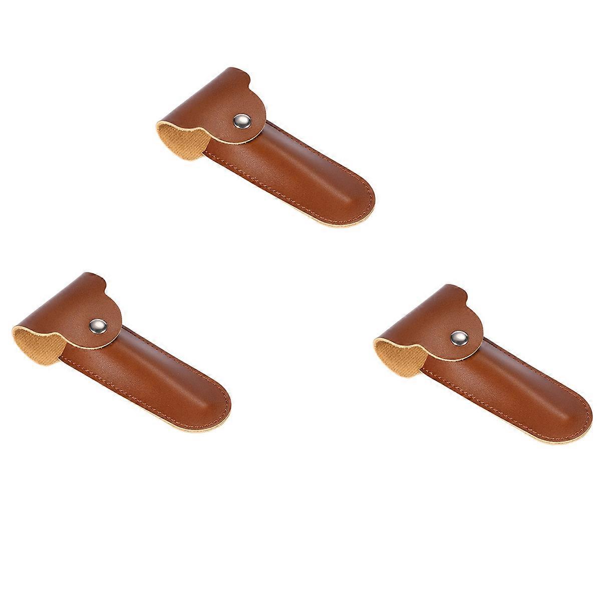 3X Case Travel Holder Manual Double Edge Safety Razors Container PU Leather Bag