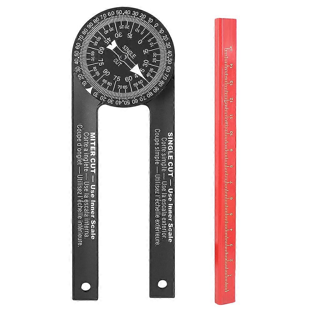 Miter Sawing Protractor Woodworking Angle Ruler Construction Sites Tool Flat Shape Professionals Plastic Abs 18X65cm 1Pcs