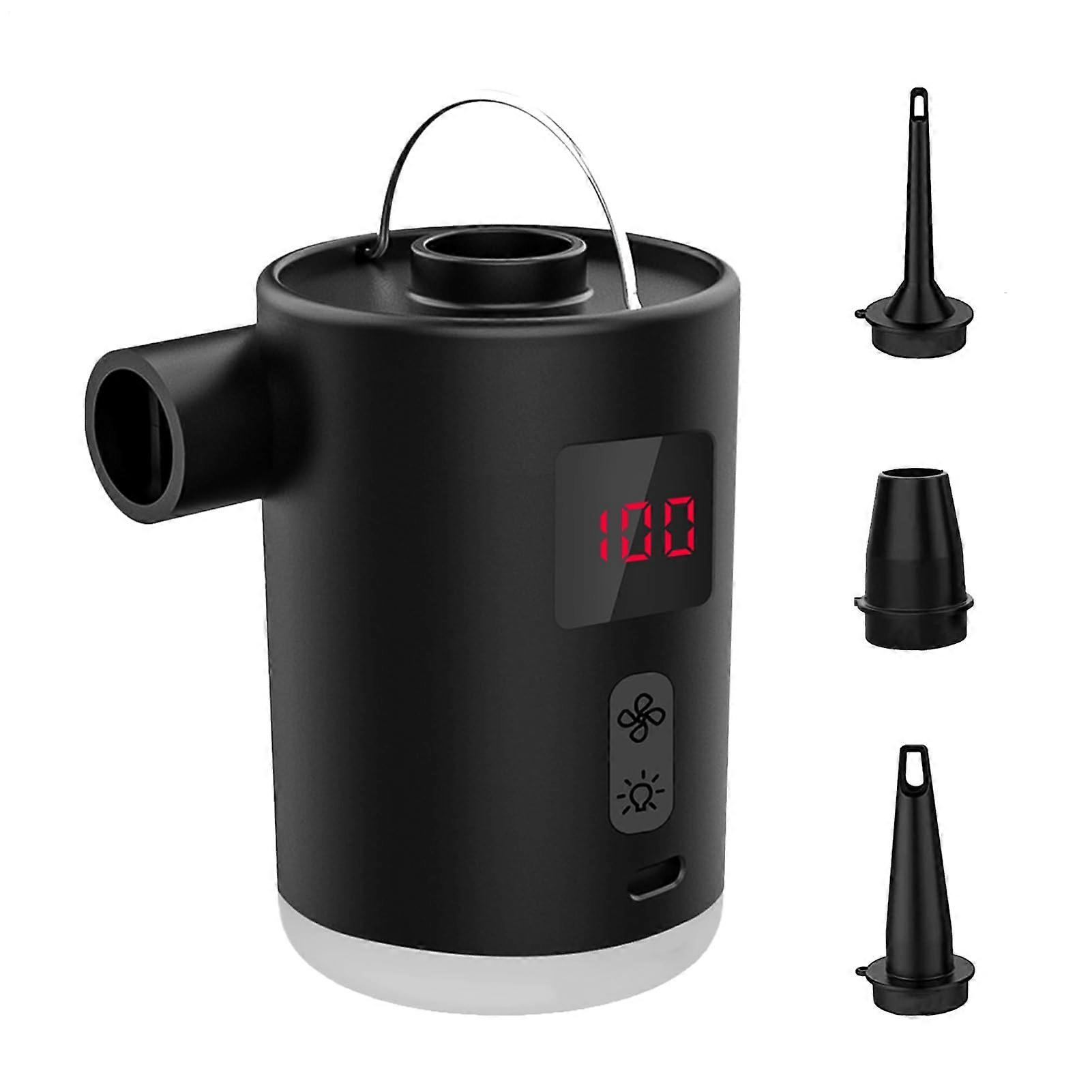 Portable Air Pump for Pool Floats, Rechargeable Inflator with LED Light, Fast Inflation for Camping, Kids' Overnight Hiking Backpacks