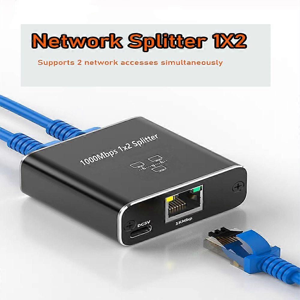 Gigabit network with 1/2 Ethernet ports, RJ45 Ethernet cable, broadband network routing, 1/2 splitter adapter