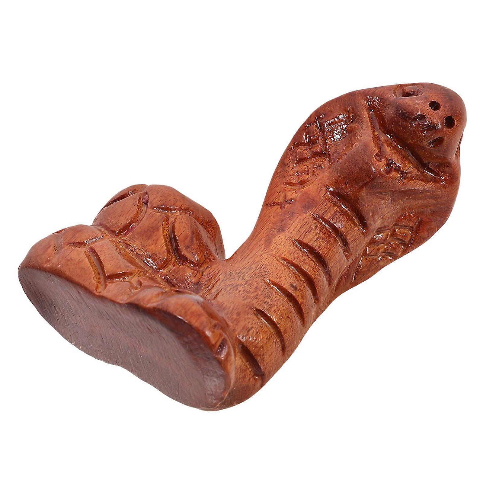 Smooth Solid Wood Carved Snake Ornament Realistic Small Figurine for Home Garden Decoration and Interactive Display