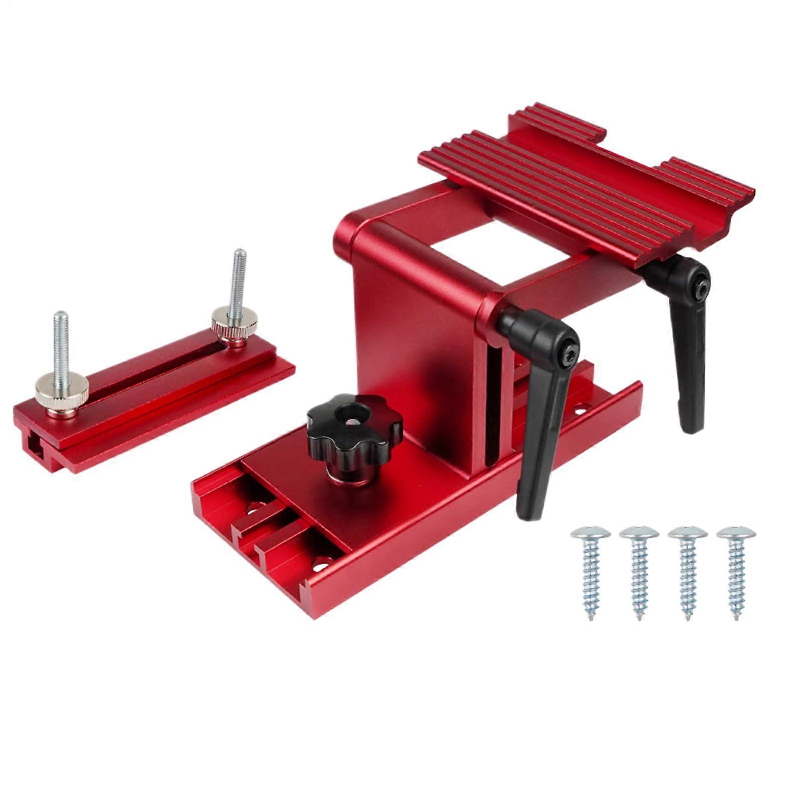 Pointed model tool – metal base, adjustable holder Clamping device for groover, alloy, precise polishing on surfaces and edges. Red.