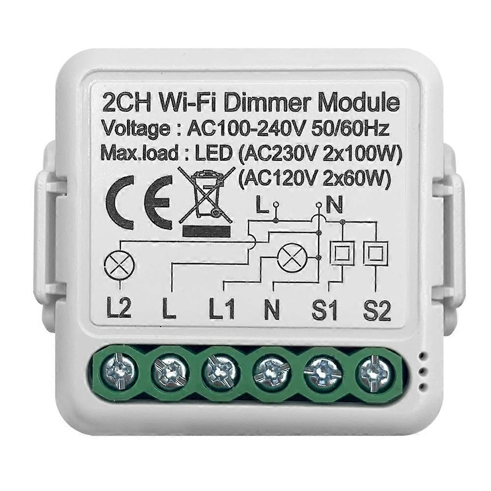 DM01 2 Gang WiFi Smart Light Switch Voice Control Timer Dimmer Module Remote Lighting Controller