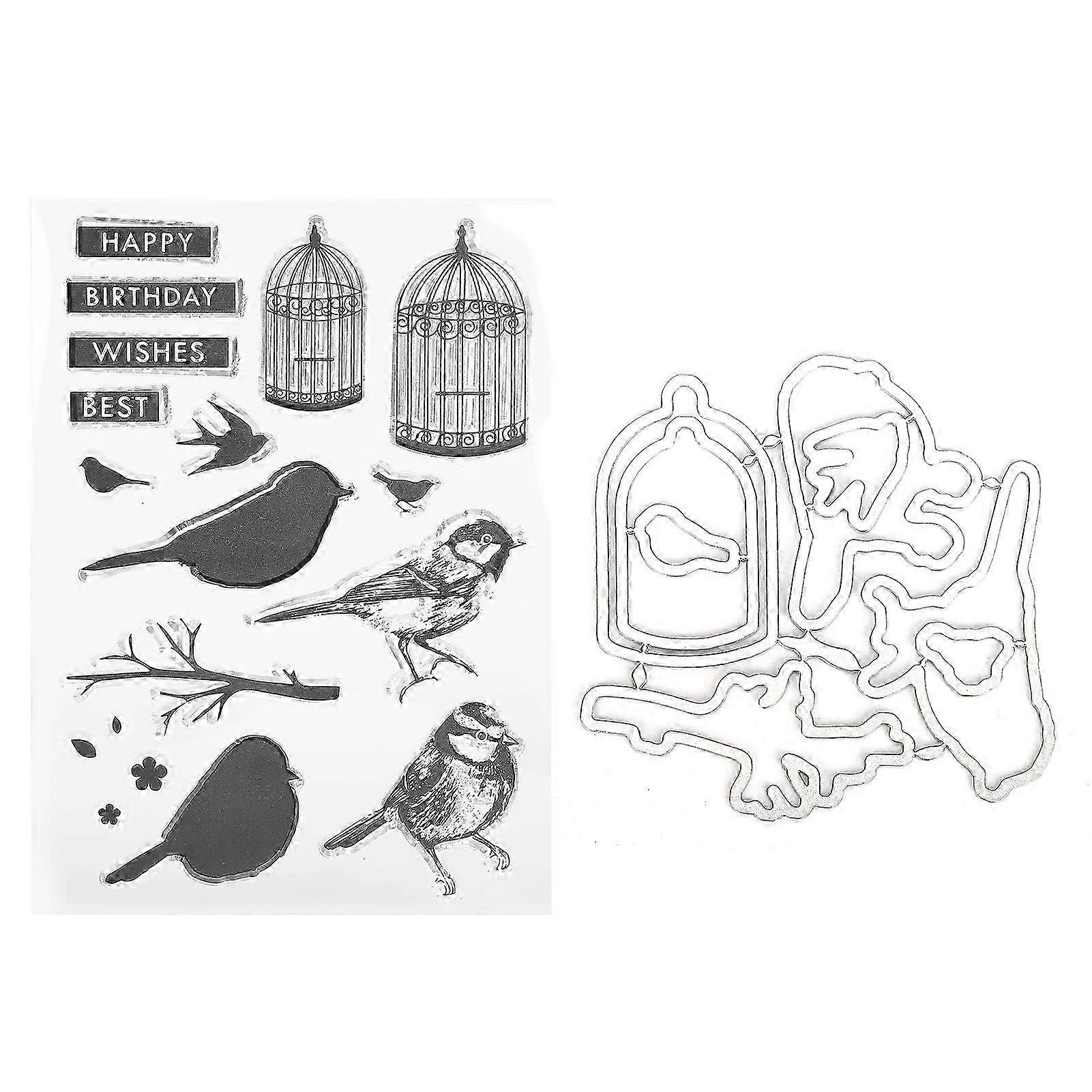 TPR Transparent Seal DIY Scrapbook Card Making Photo Album Decoration with Birds and Birdcages