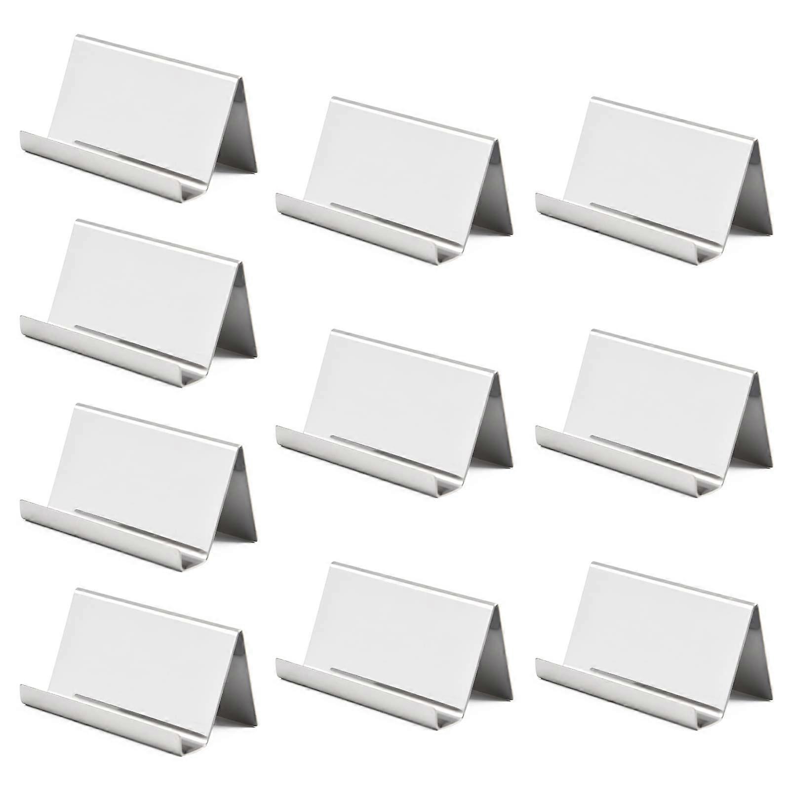 10 x Stainless Steel Business Card Holder Display Rack Multipurpose Name Card Case Phone Tablet Holder Stand silver