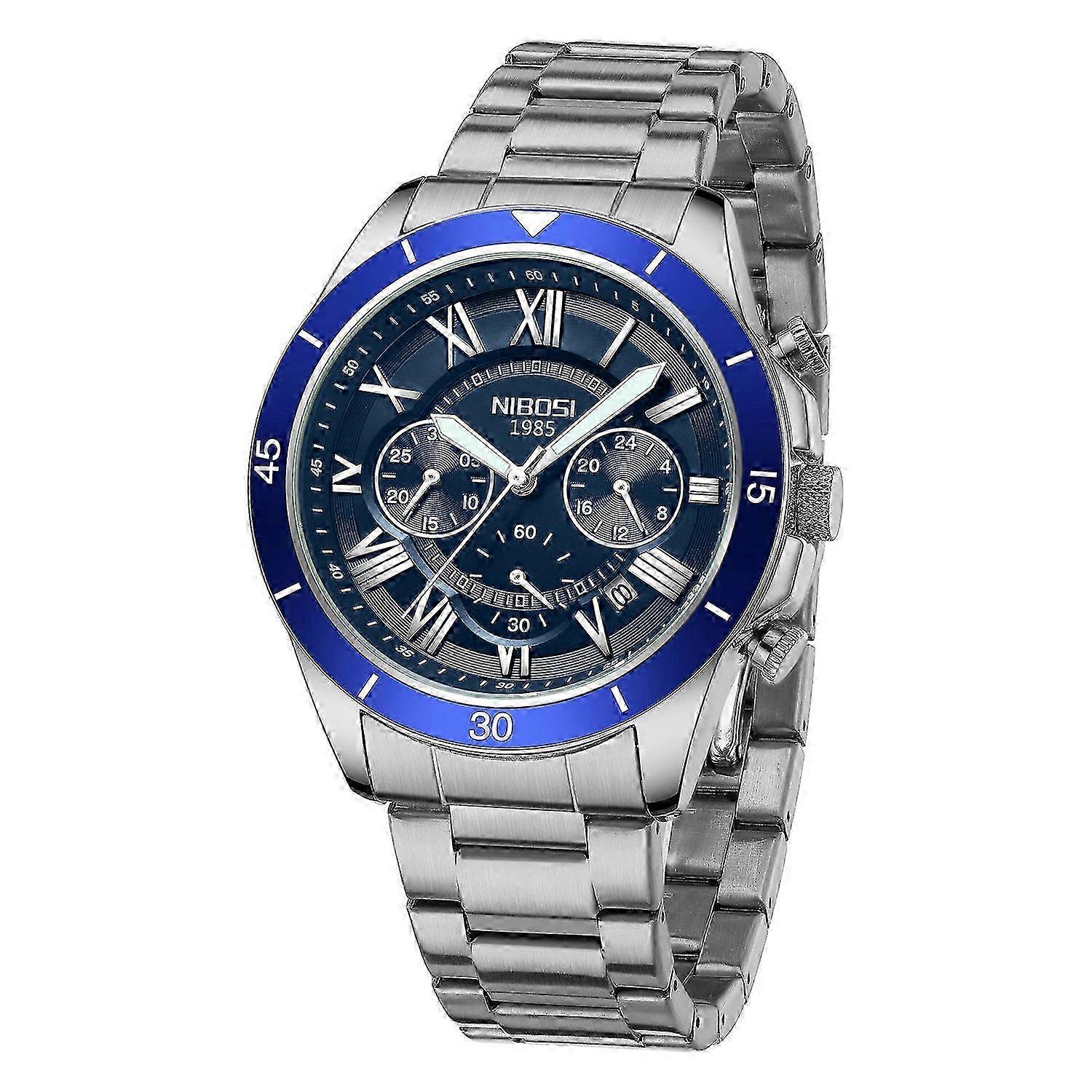 Stylish Steel Strap Men's Quartz Watch with 3 Sub-dials and Luminous Display