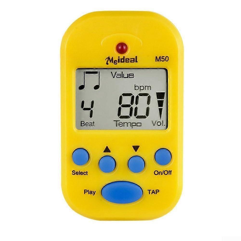 Portable Digital Clipon Metronome LCD Display Essential Accessory for String Instruments (Yellow)