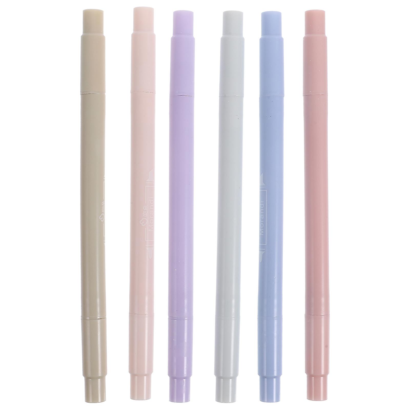 Plastic Highlighters Dual Tips Marking Hand Account Study Macaron Color 6Pcs