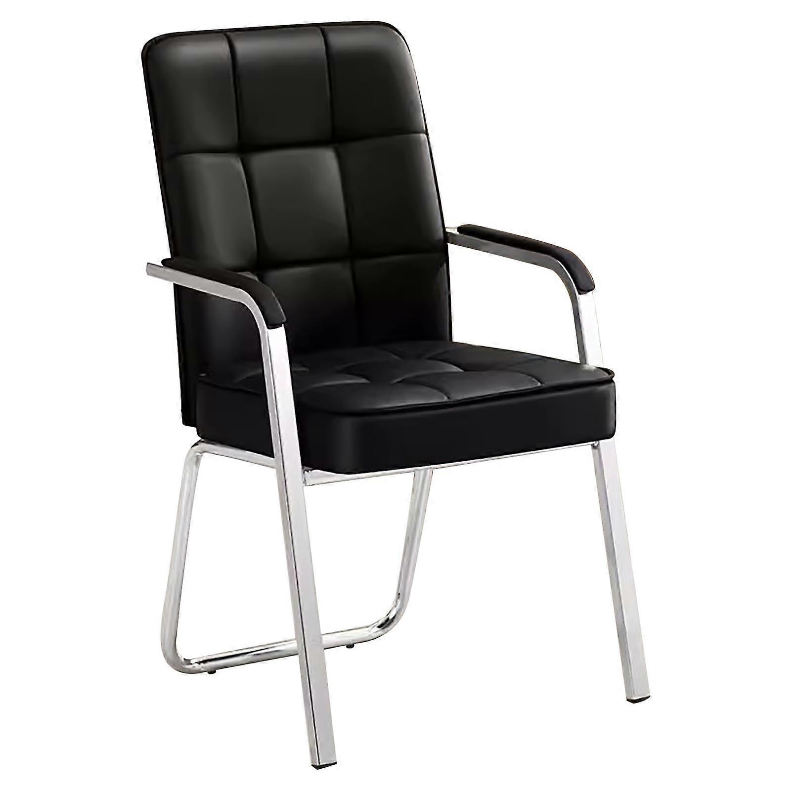 Modern office guest chair made of  leather for home and reception, black