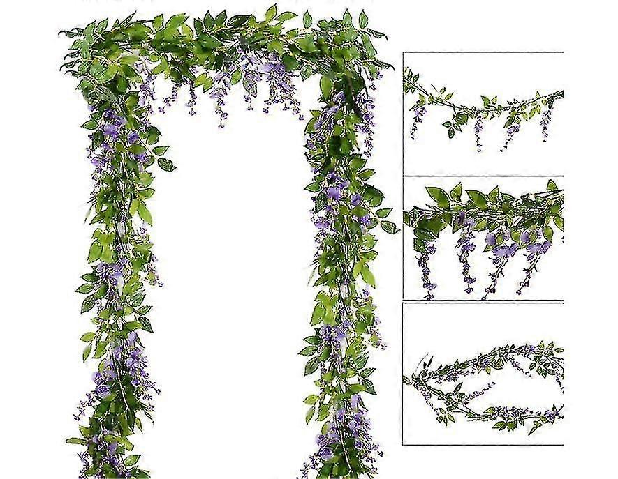 2pcs 7ft人工藤つるガーランド植物葉トレーリングフラワー